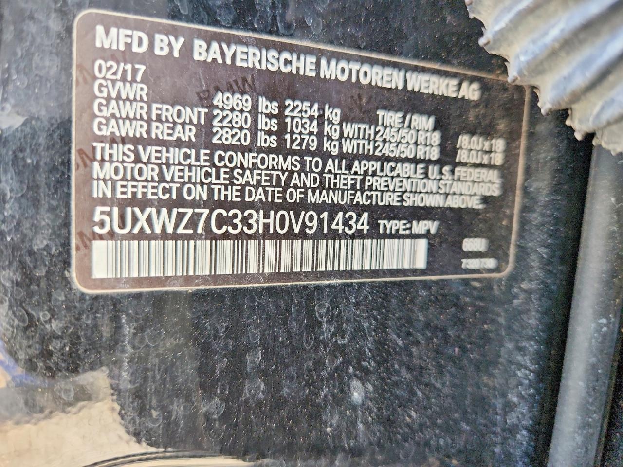 2017 Bmw X3 Sdrive28i Black vin: 5UXWZ7C33H0V91434