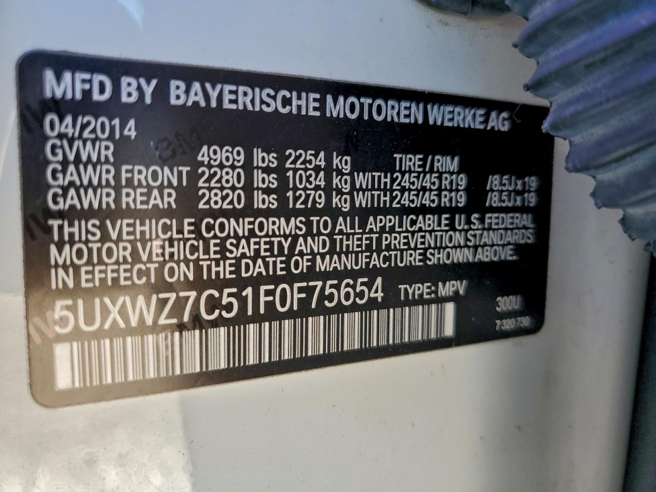 2015 Bmw X3 Sdrive28i White vin: 5UXWZ7C51F0F75654