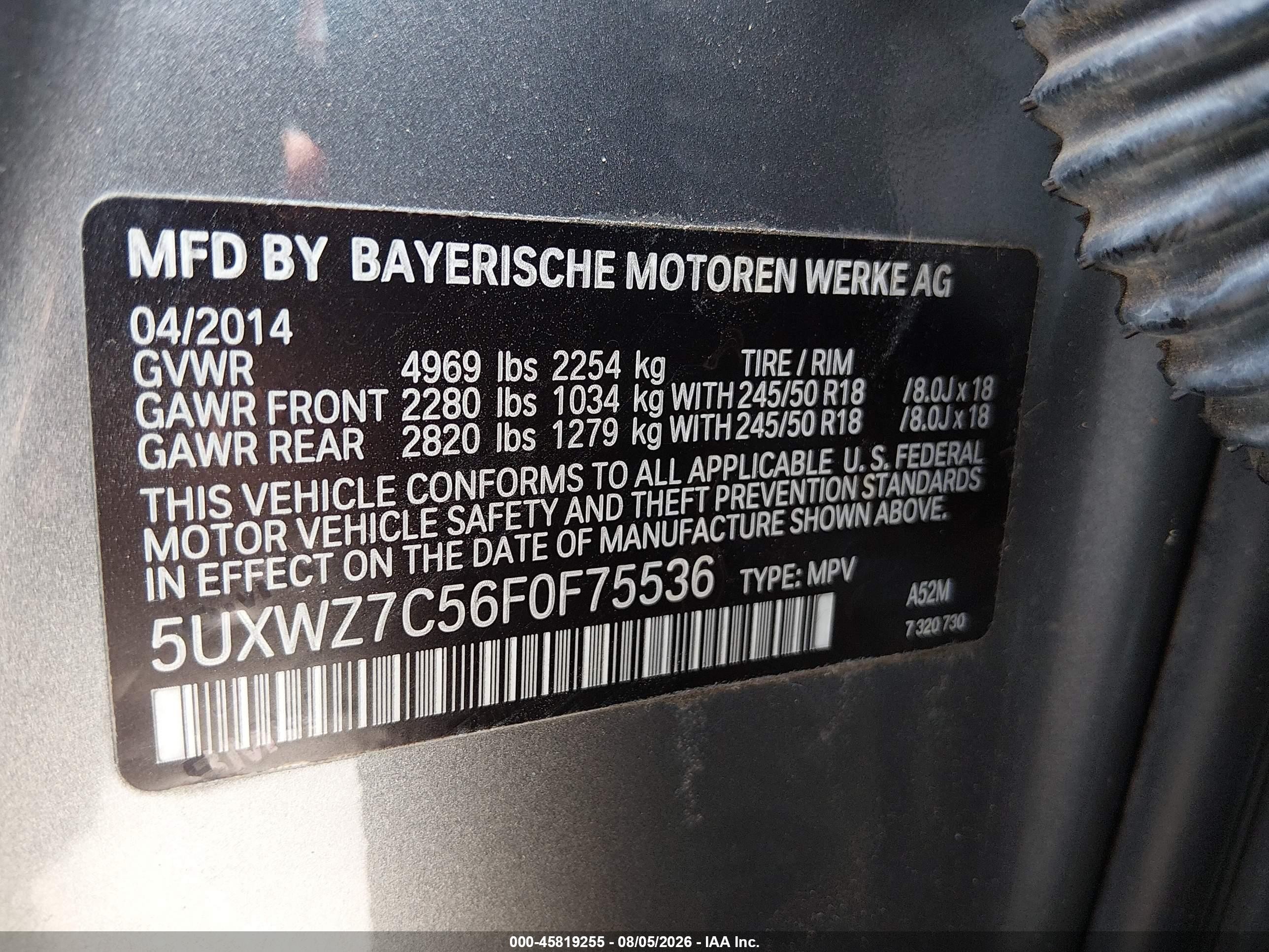 2015 Bmw X3 Sdrive28i Gray vin: 5UXWZ7C56F0F75536
