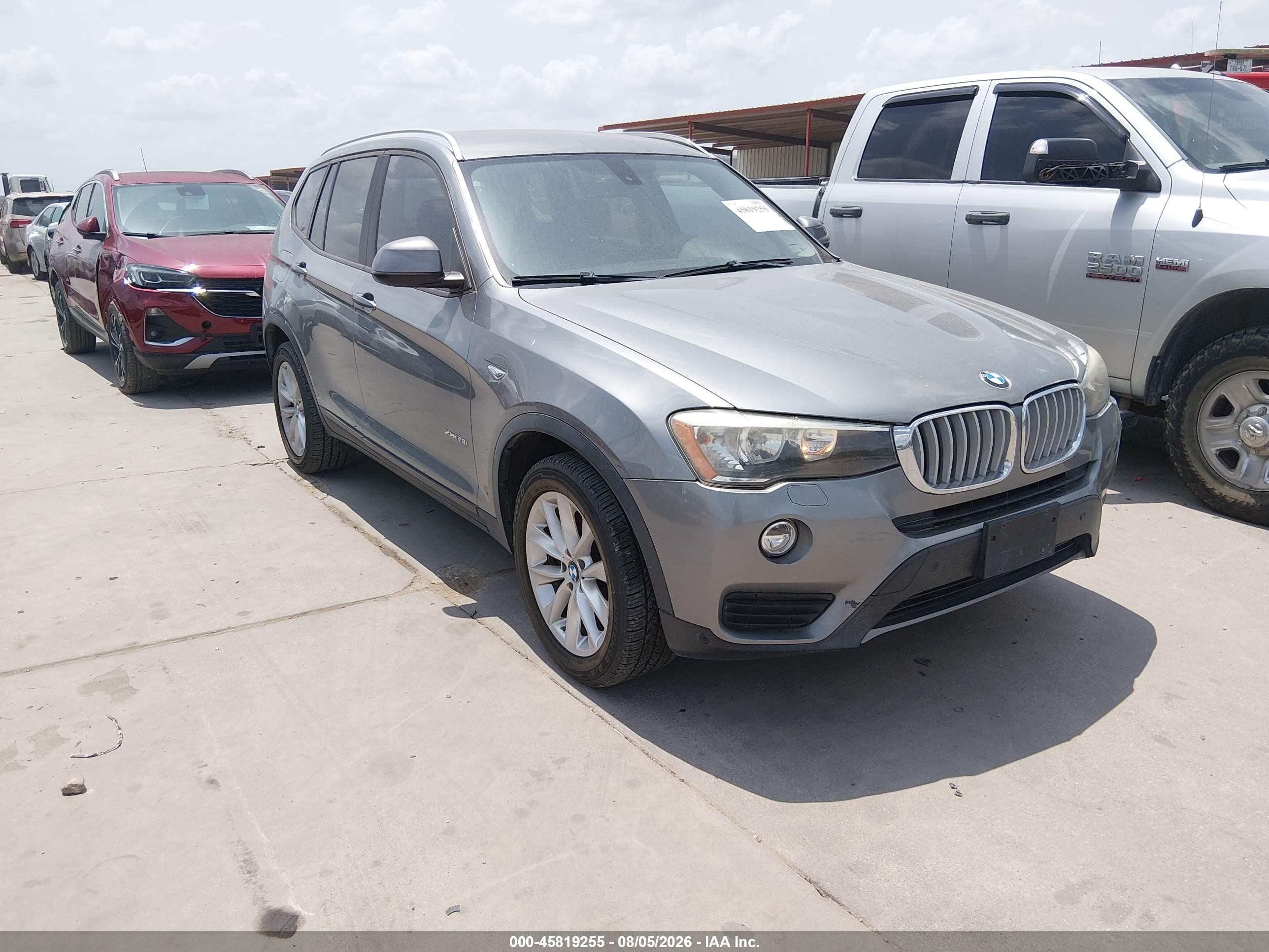 2015 Bmw X3 Sdrive28i Gray vin: 5UXWZ7C56F0F75536