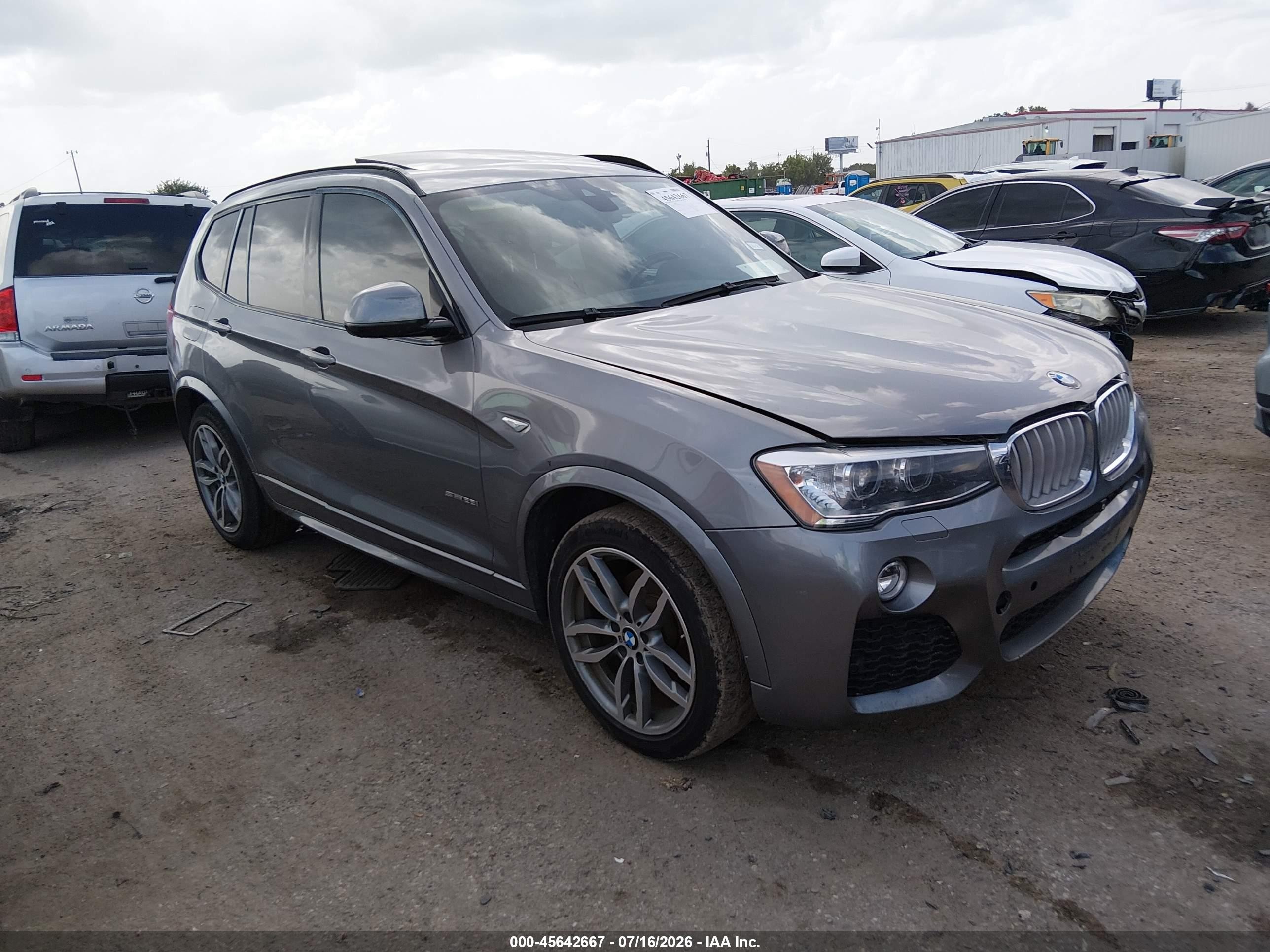 2015 Bmw X3 Sdrive28i Gray vin: 5UXWZ7C59F0M82748