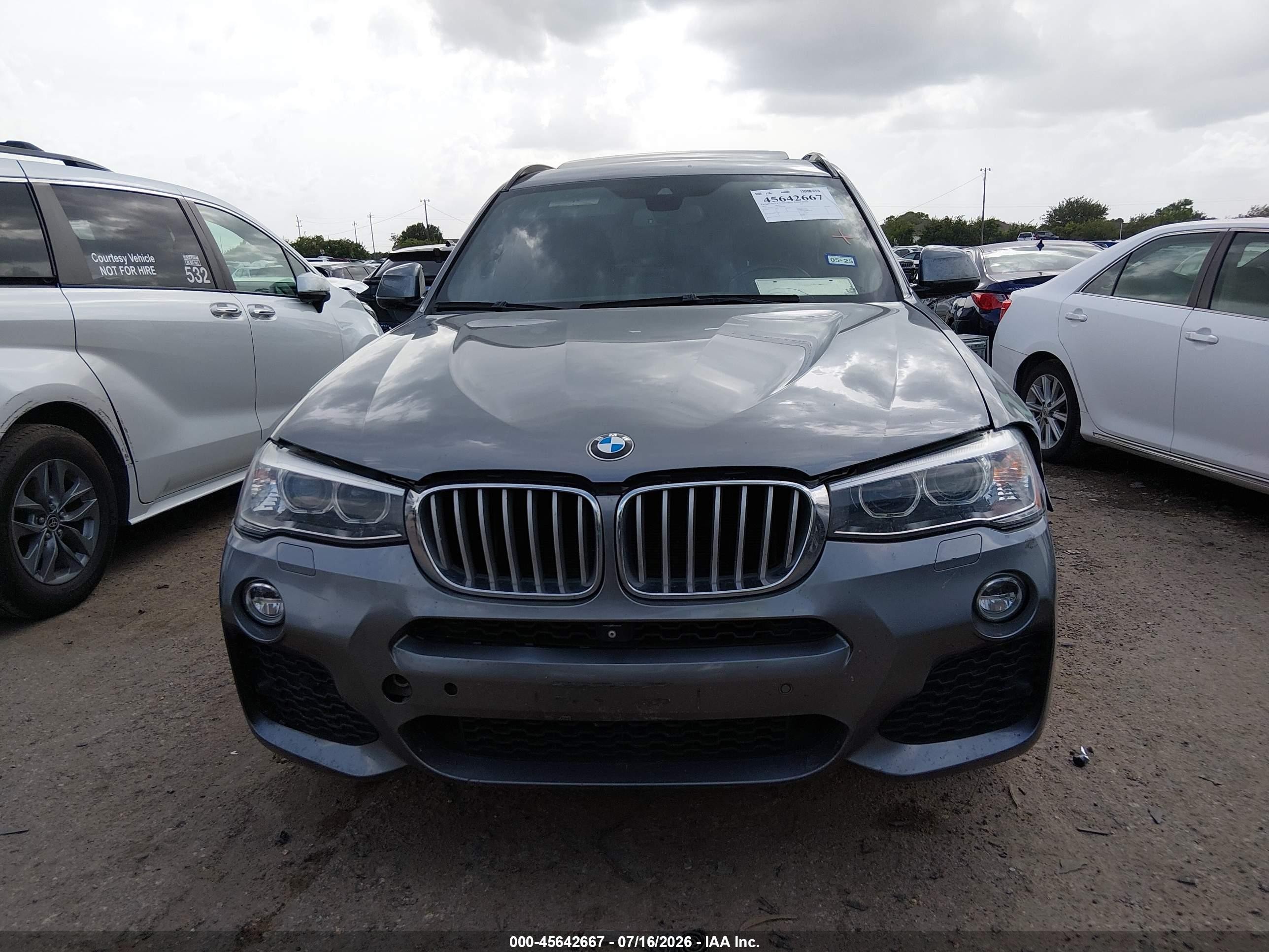 2015 Bmw X3 Sdrive28i Gray vin: 5UXWZ7C59F0M82748