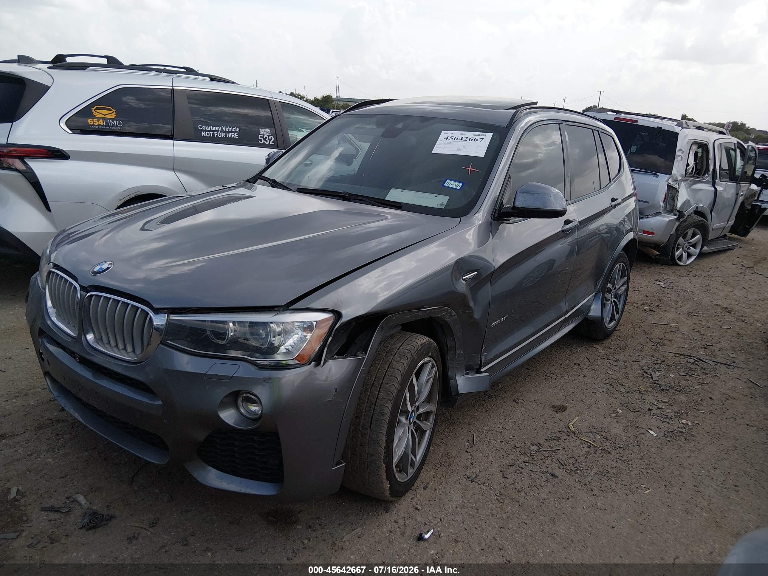 2015 Bmw X3 Sdrive28i Gray vin: 5UXWZ7C59F0M82748