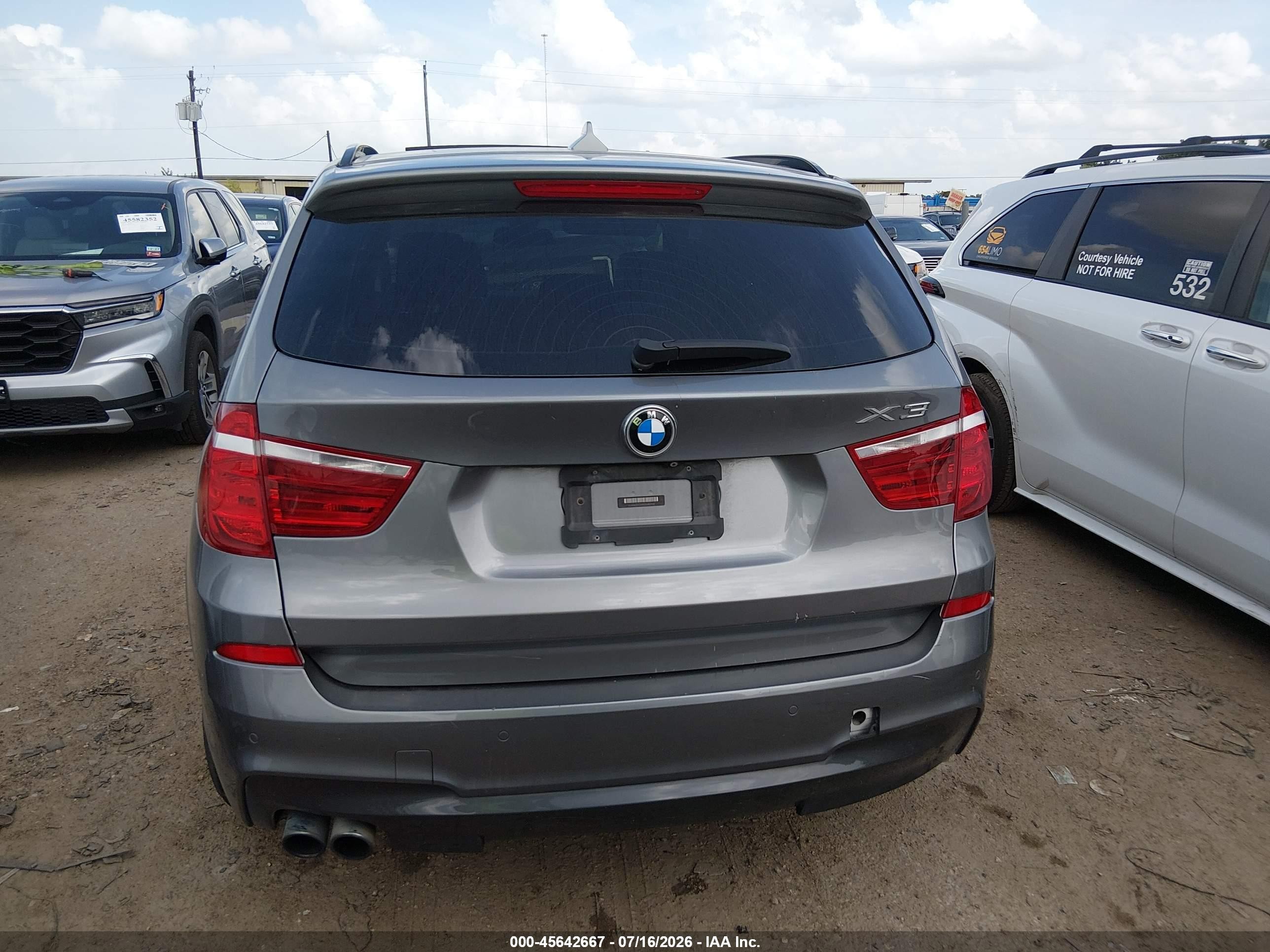 2015 Bmw X3 Sdrive28i Gray vin: 5UXWZ7C59F0M82748