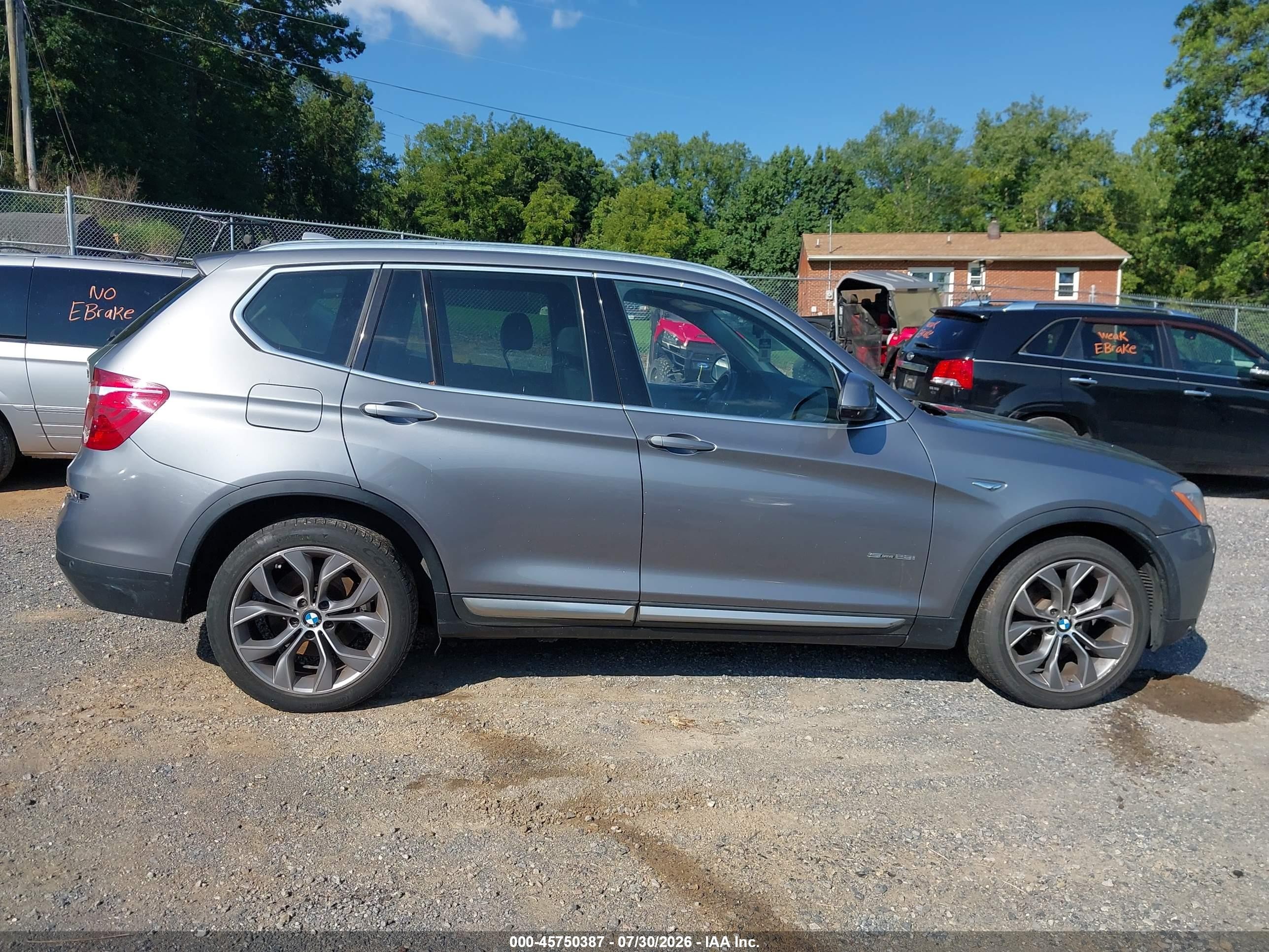 2015 Bmw X3 Sdrive28i Gray vin: 5UXWZ7C5XF0F75720