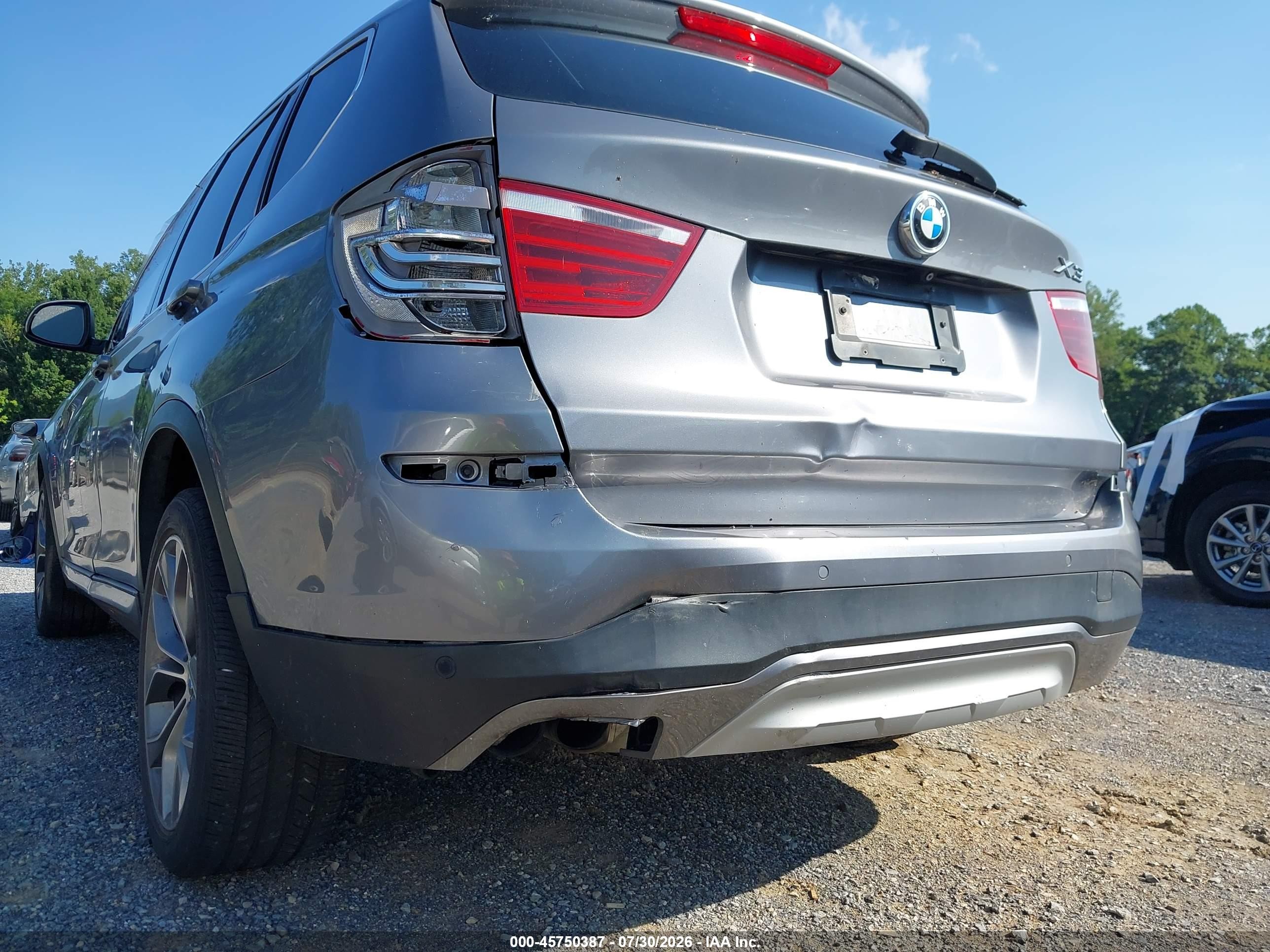 2015 Bmw X3 Sdrive28i Gray vin: 5UXWZ7C5XF0F75720
