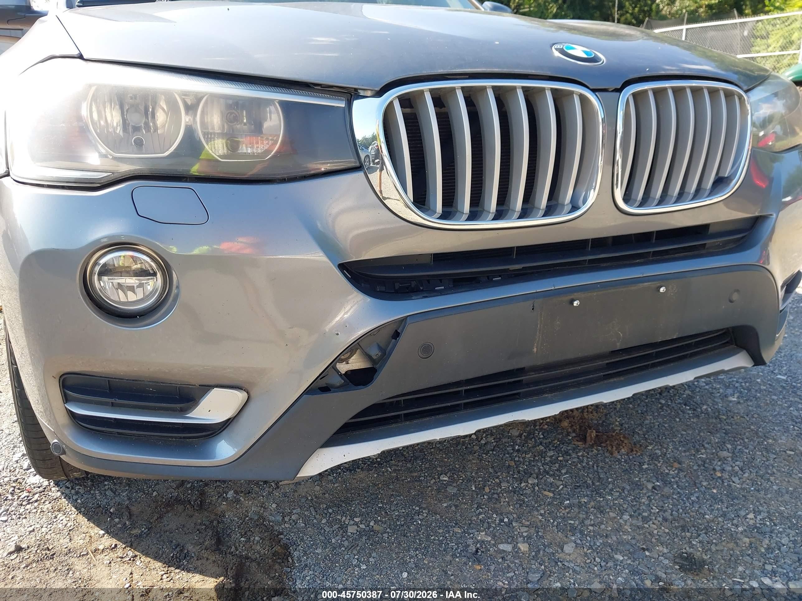2015 Bmw X3 Sdrive28i Gray vin: 5UXWZ7C5XF0F75720