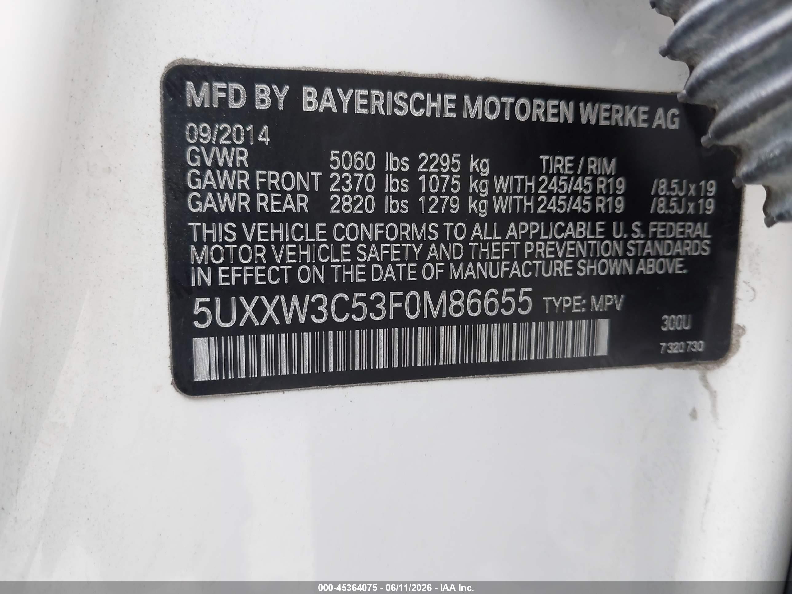 2015 Bmw X4 Xdrive28i White vin: 5UXXW3C53F0M86655