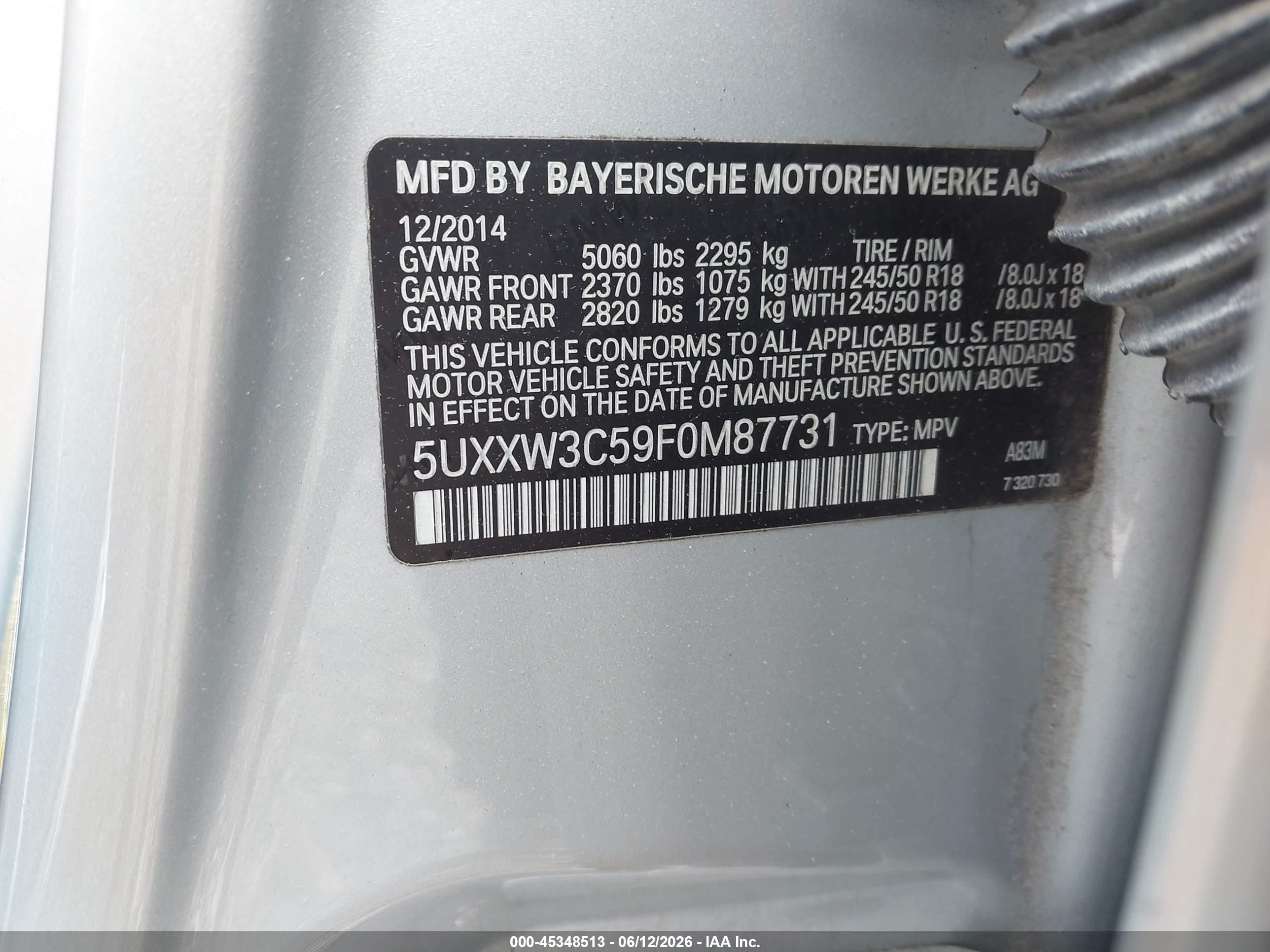 2015 Bmw X4 Xdrive28i Silver vin: 5UXXW3C59F0M87731