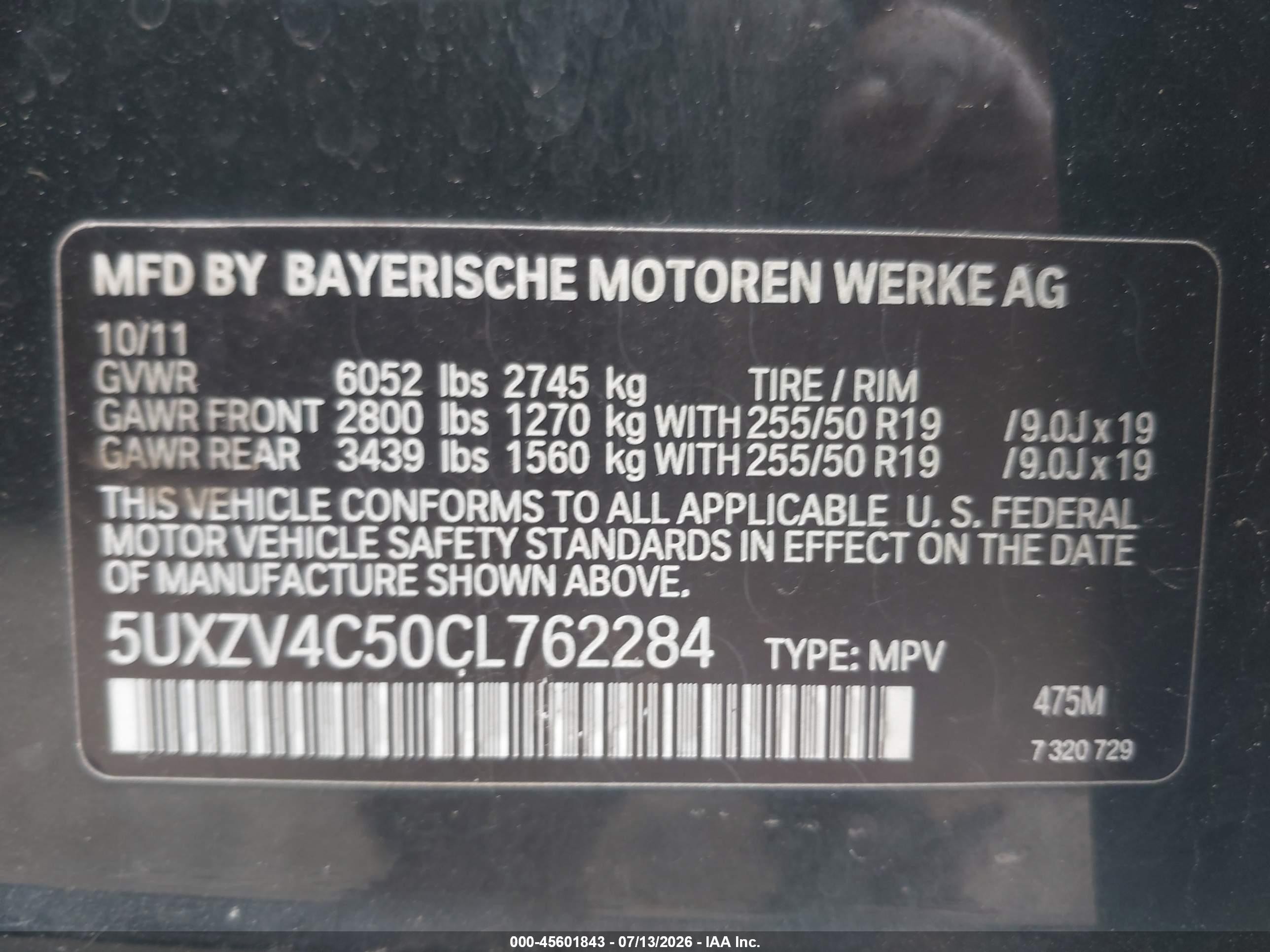 2012 Bmw X5 Xdrive35i/xdrive35i Premium/xdrive35i Sport Activity Black vin: 5UXZV4C50CL762284