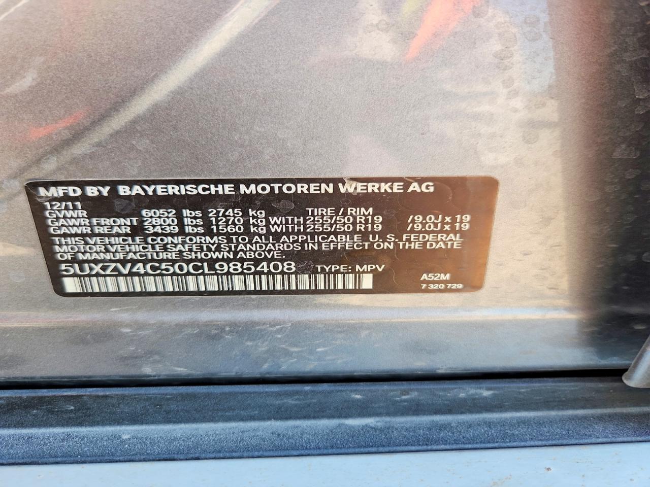 2012 Bmw X5 Xdrive35i Серый vin: 5UXZV4C50CL985408