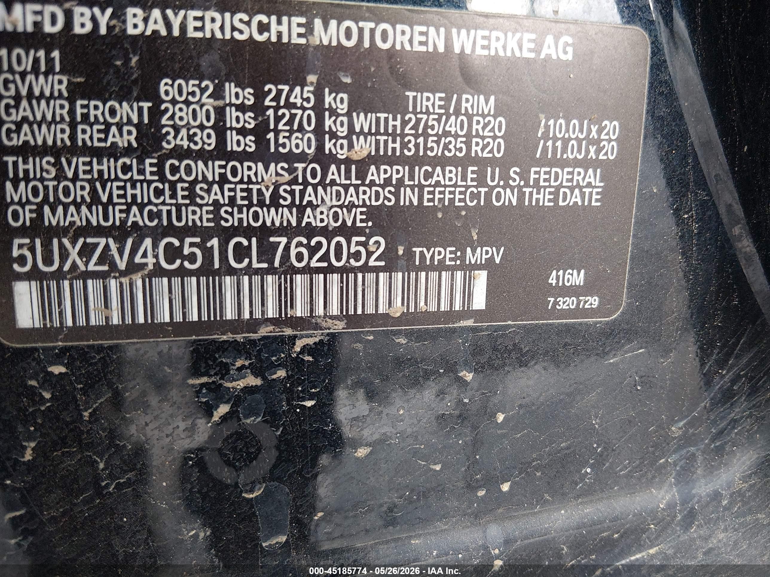 2012 Bmw X5 Xdrive35i/xdrive35i Premium/xdrive35i Sport Activity Dark Blue vin: 5UXZV4C51CL762052