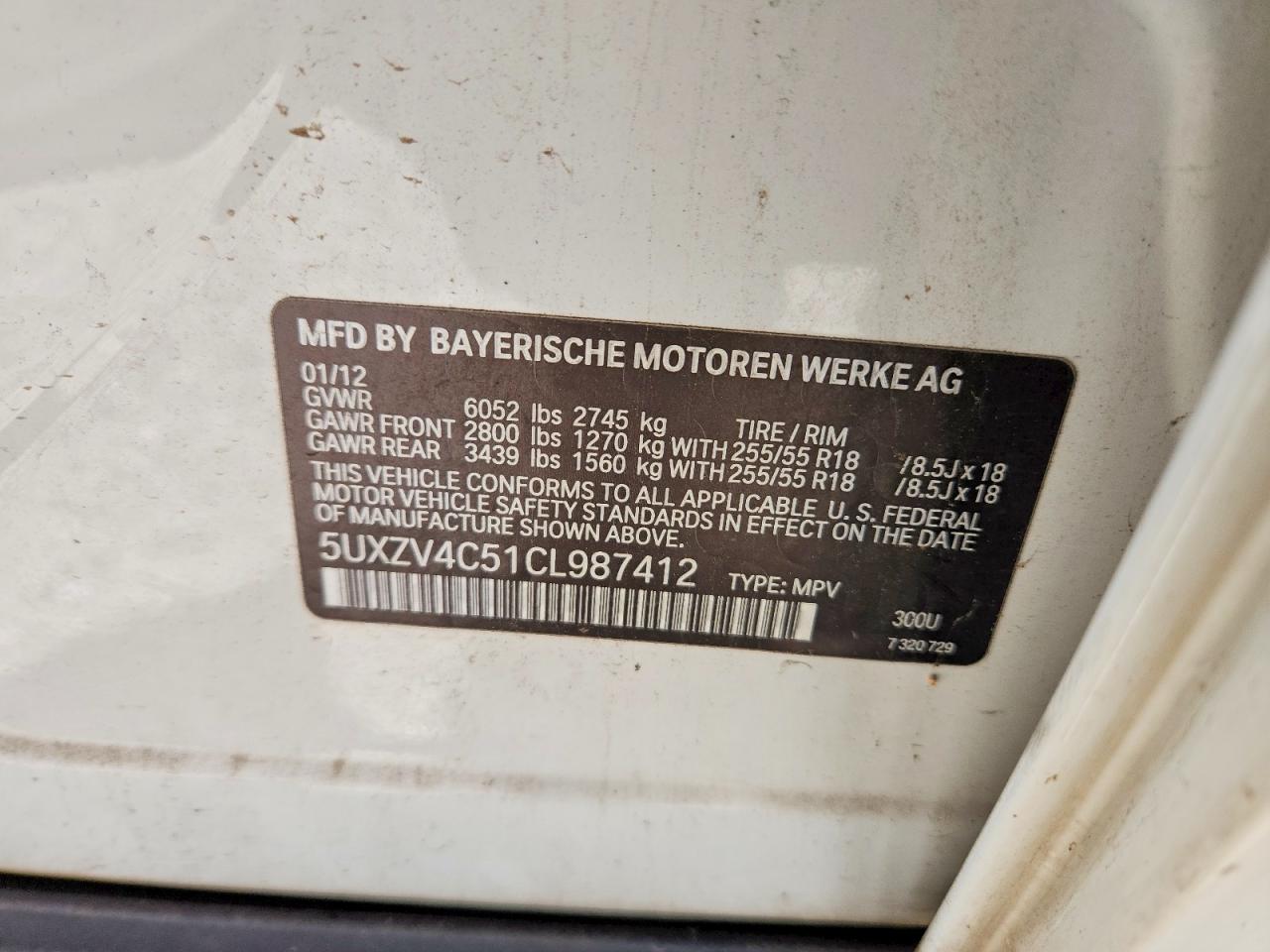 2012 Bmw X5 Xdrive35i White vin: 5UXZV4C51CL987412