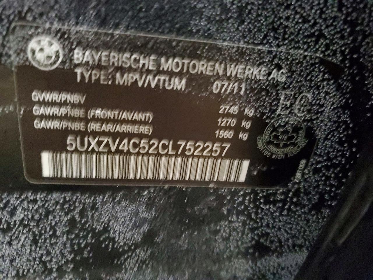 2012 Bmw X5 Xdrive35i Black vin: 5UXZV4C52CL752257