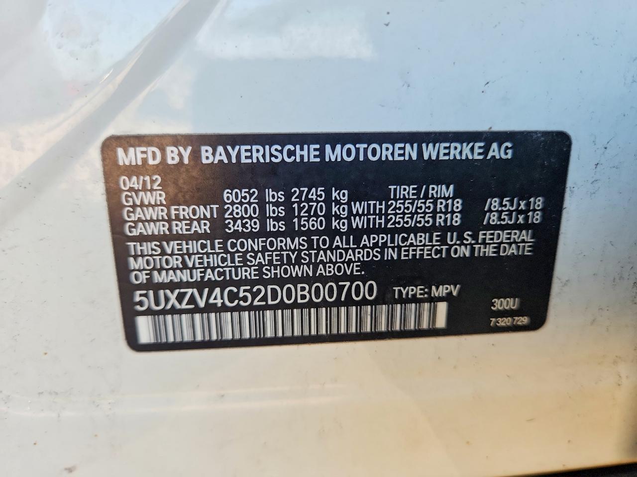 2013 Bmw X5 Xdrive35i White vin: 5UXZV4C52D0B00700