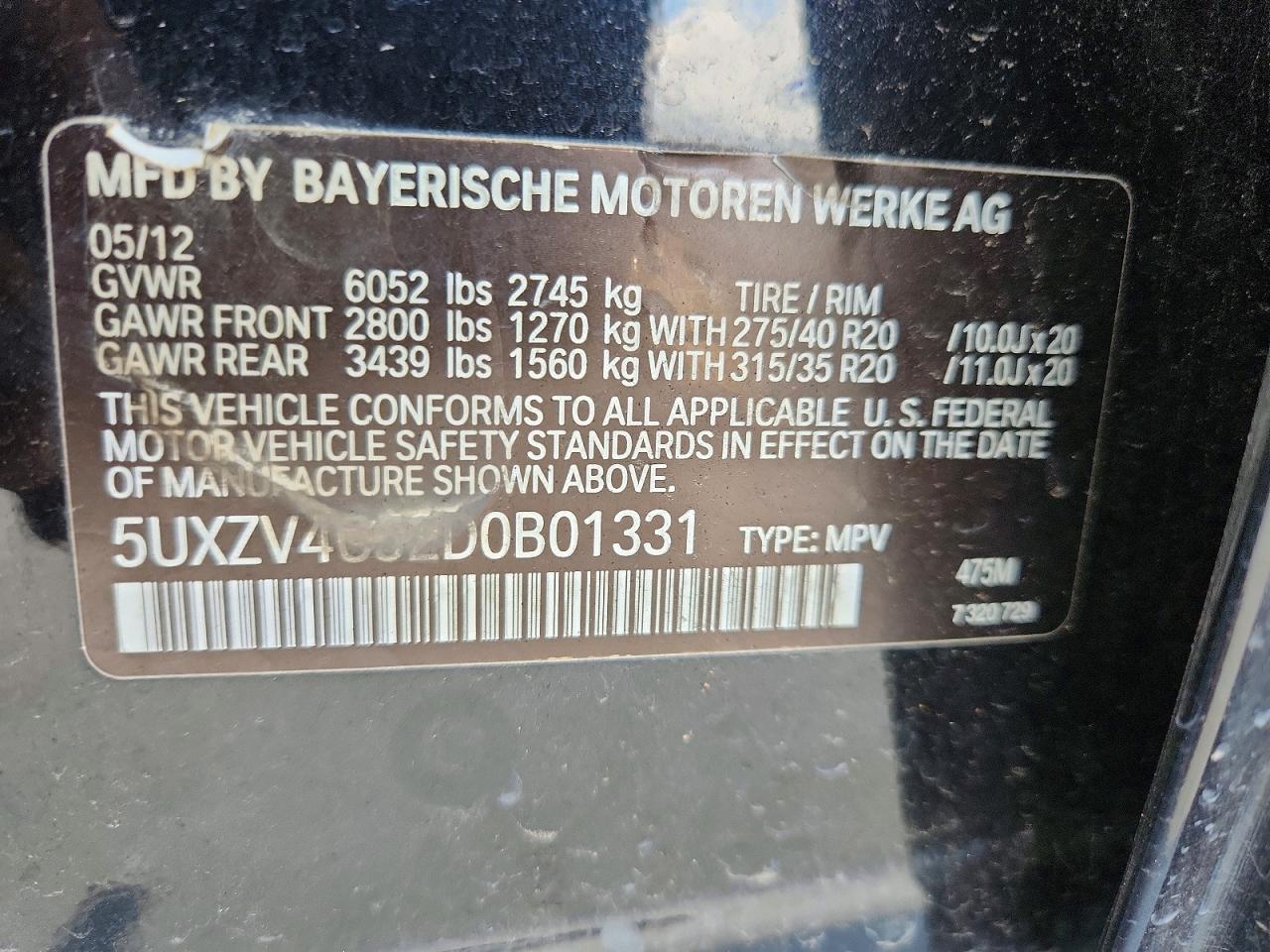 2013 Bmw X5 Xdrive35i Black vin: 5UXZV4C52D0B01331