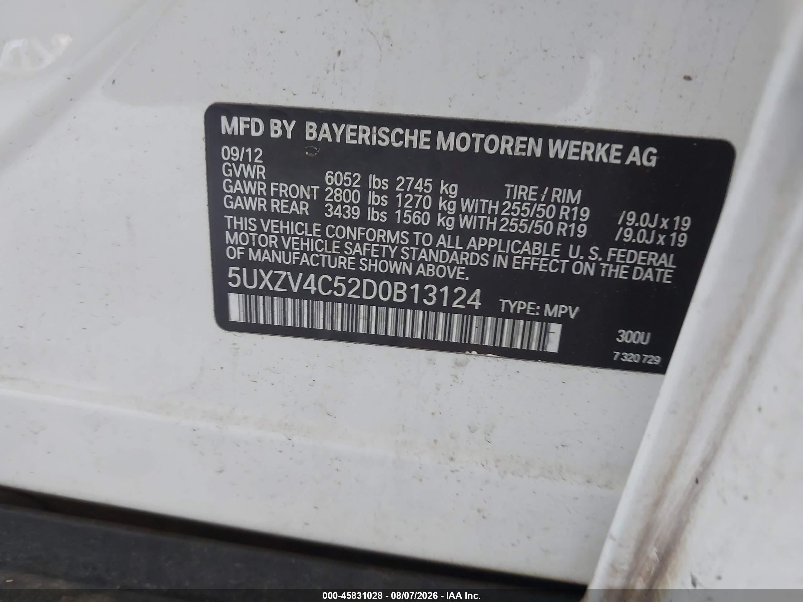 2013 Bmw X5 Xdrive35i/xdrive35i Premium/xdrive35i Sport Activity Белый vin: 5UXZV4C52D0B13124