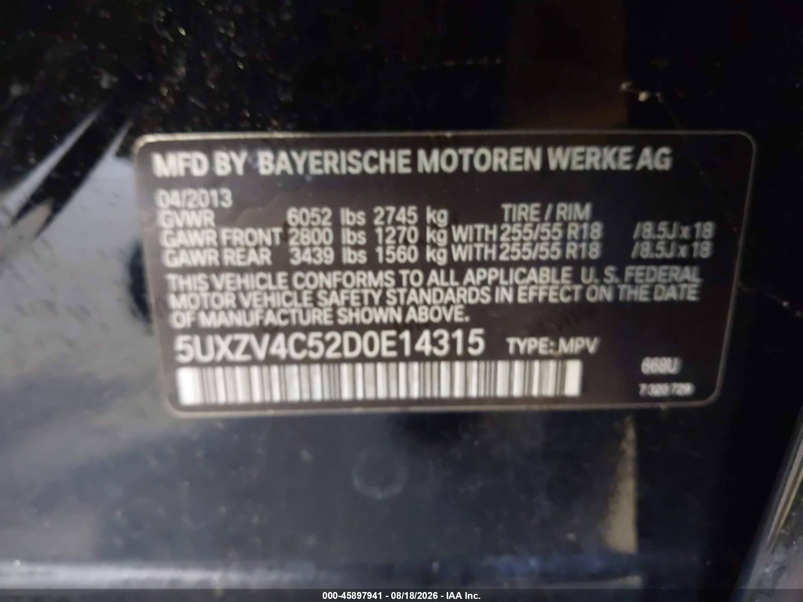 2013 Bmw X5 Xdrive35i/xdrive35i Premium/xdrive35i Sport Activity Black vin: 5UXZV4C52D0E14315