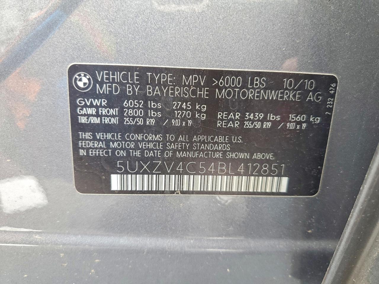 2011 Bmw X5 Gray vin: 5UXZV4C54BL412851