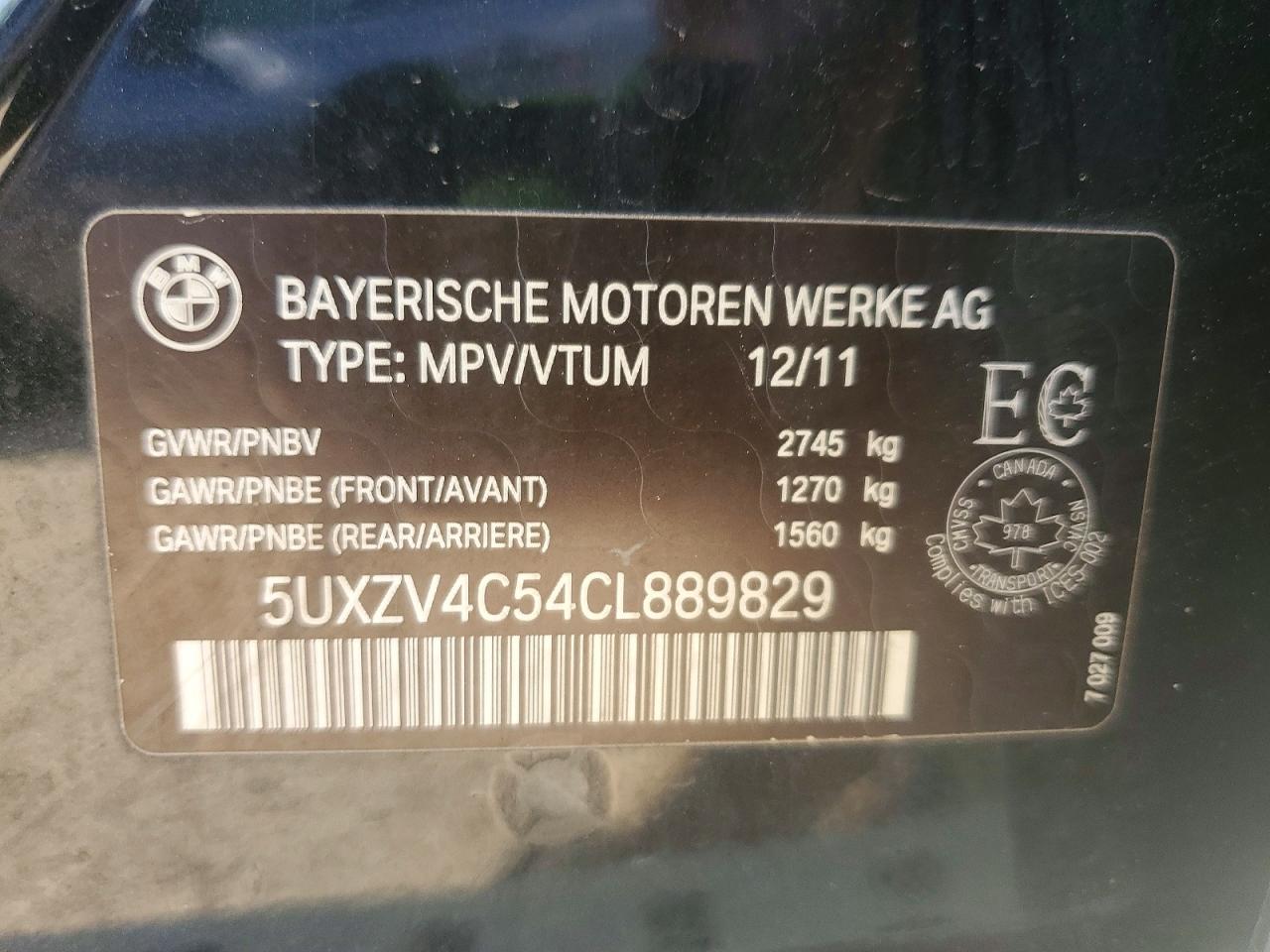 2012 Bmw X5 Xdrive35i Черный vin: 5UXZV4C54CL889829
