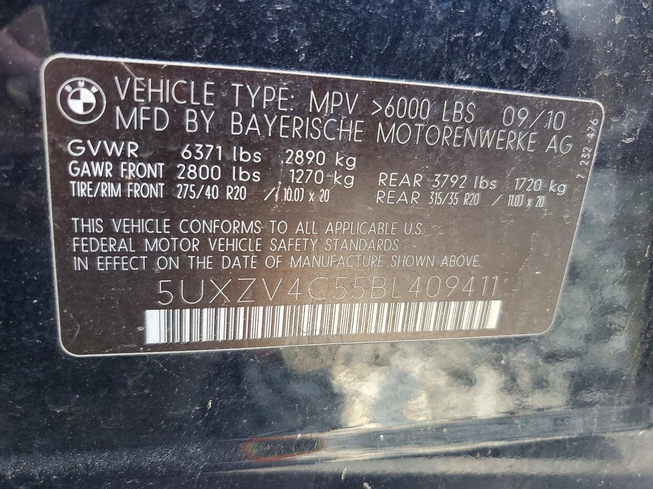 2011 Bmw X5 Xdrive35i Black vin: 5UXZV4C55BL409411