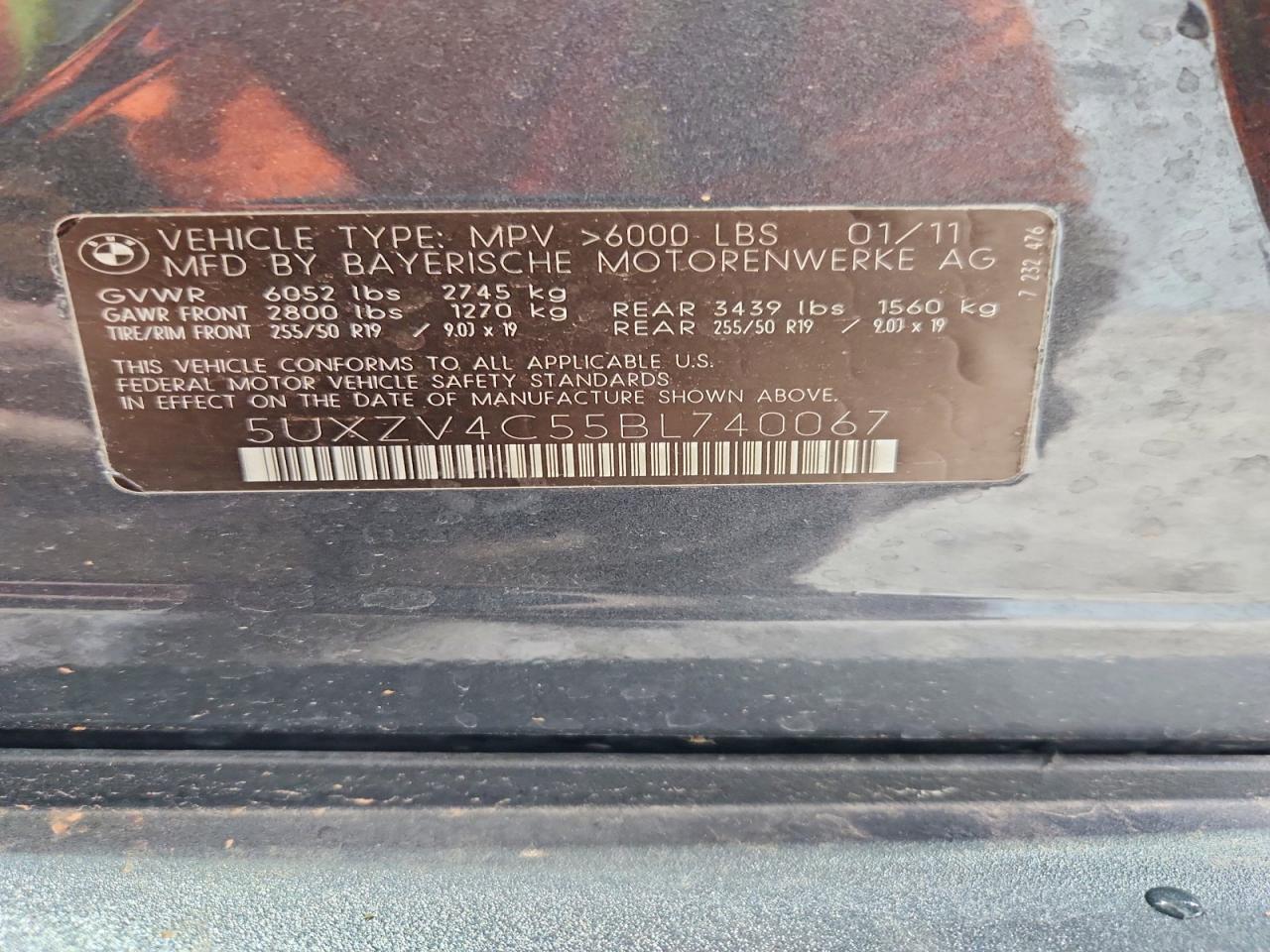2011 Bmw X5 Xdrive35i Угольный vin: 5UXZV4C55BL740067