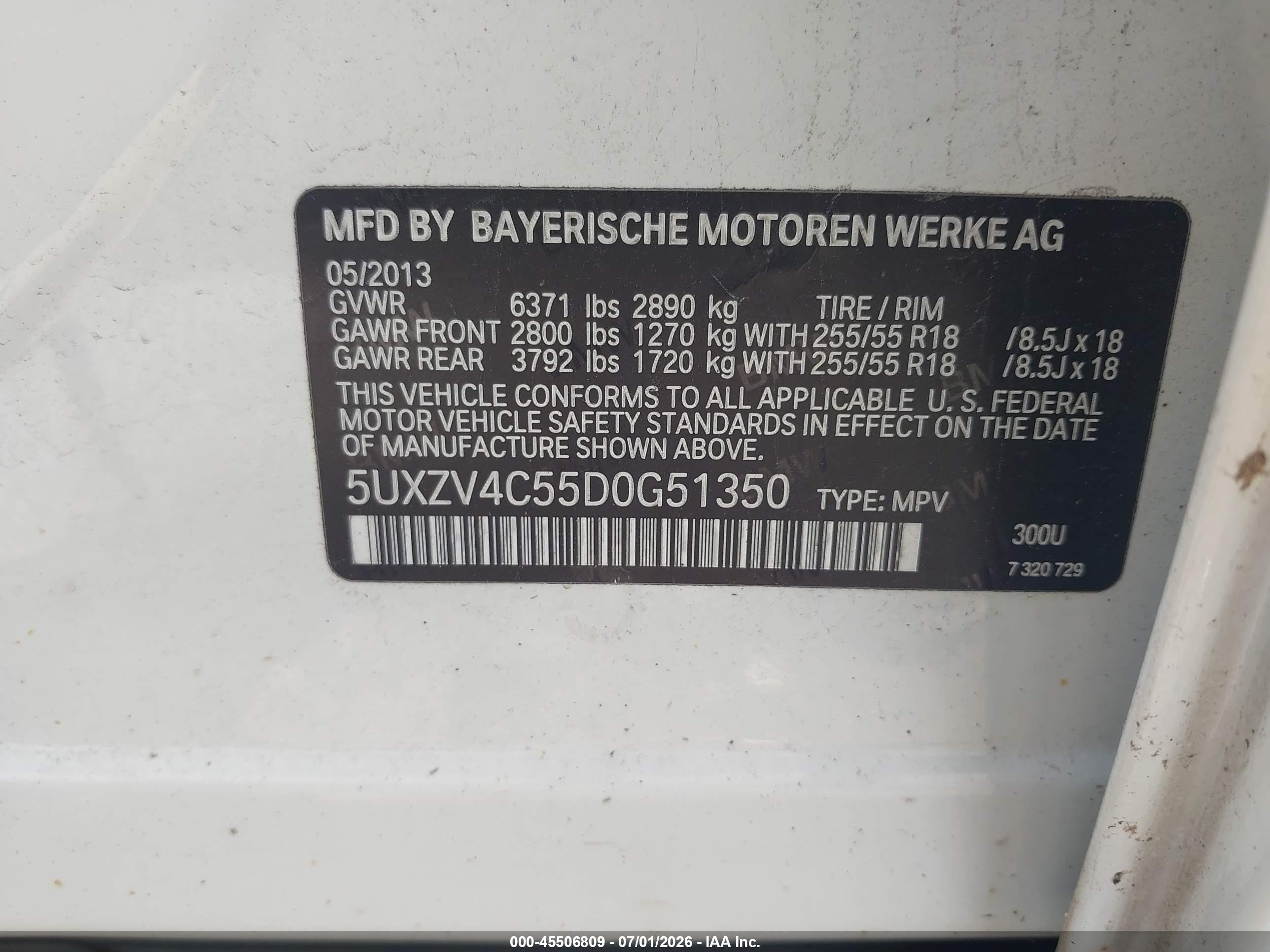 2013 Bmw X5 Xdrive35i/xdrive35i Premium/xdrive35i Sport Activity White vin: 5UXZV4C55D0G51350