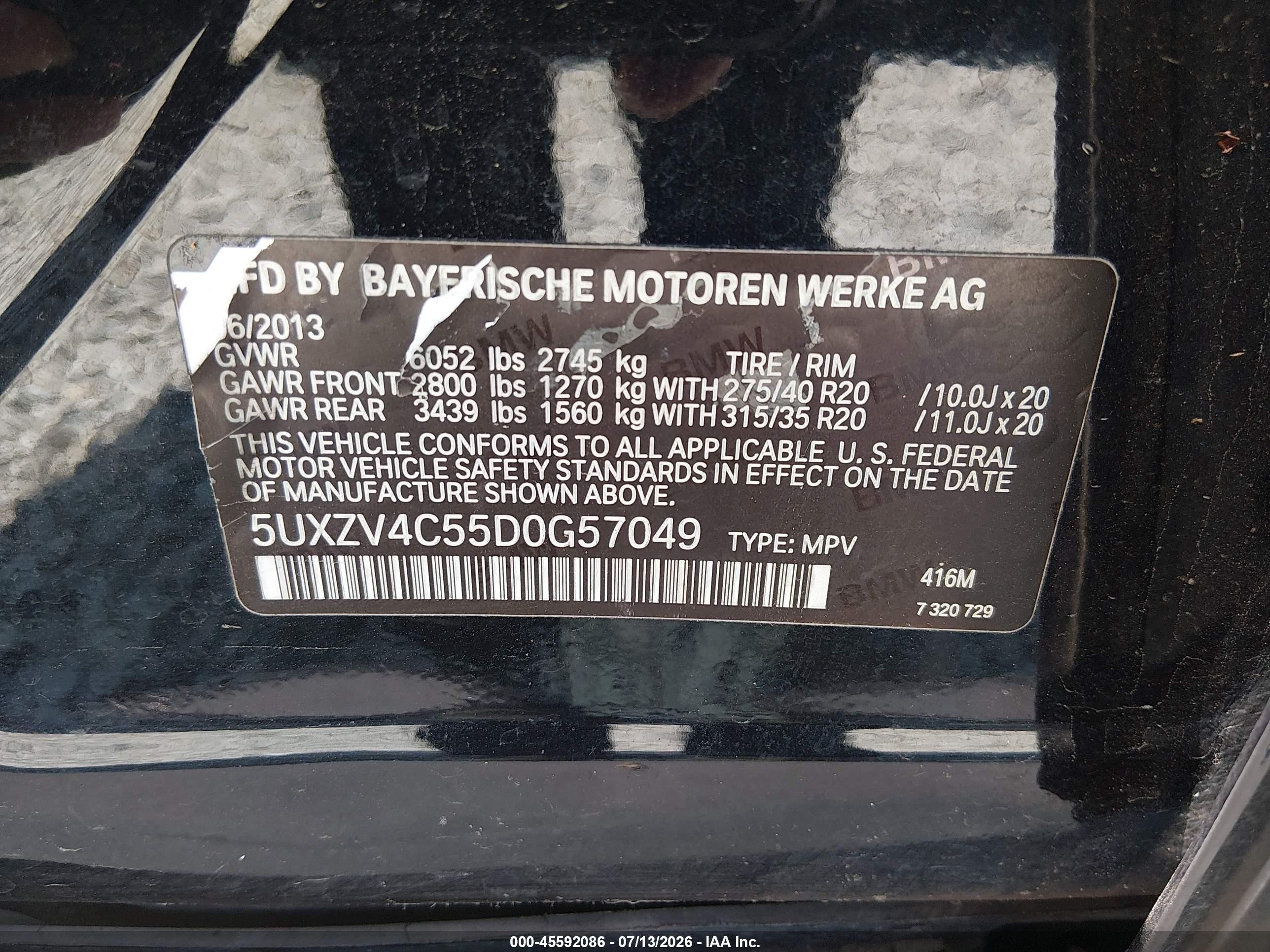 2013 Bmw X5 Xdrive35i/xdrive35i Premium/xdrive35i Sport Activity Синий vin: 5UXZV4C55D0G57049