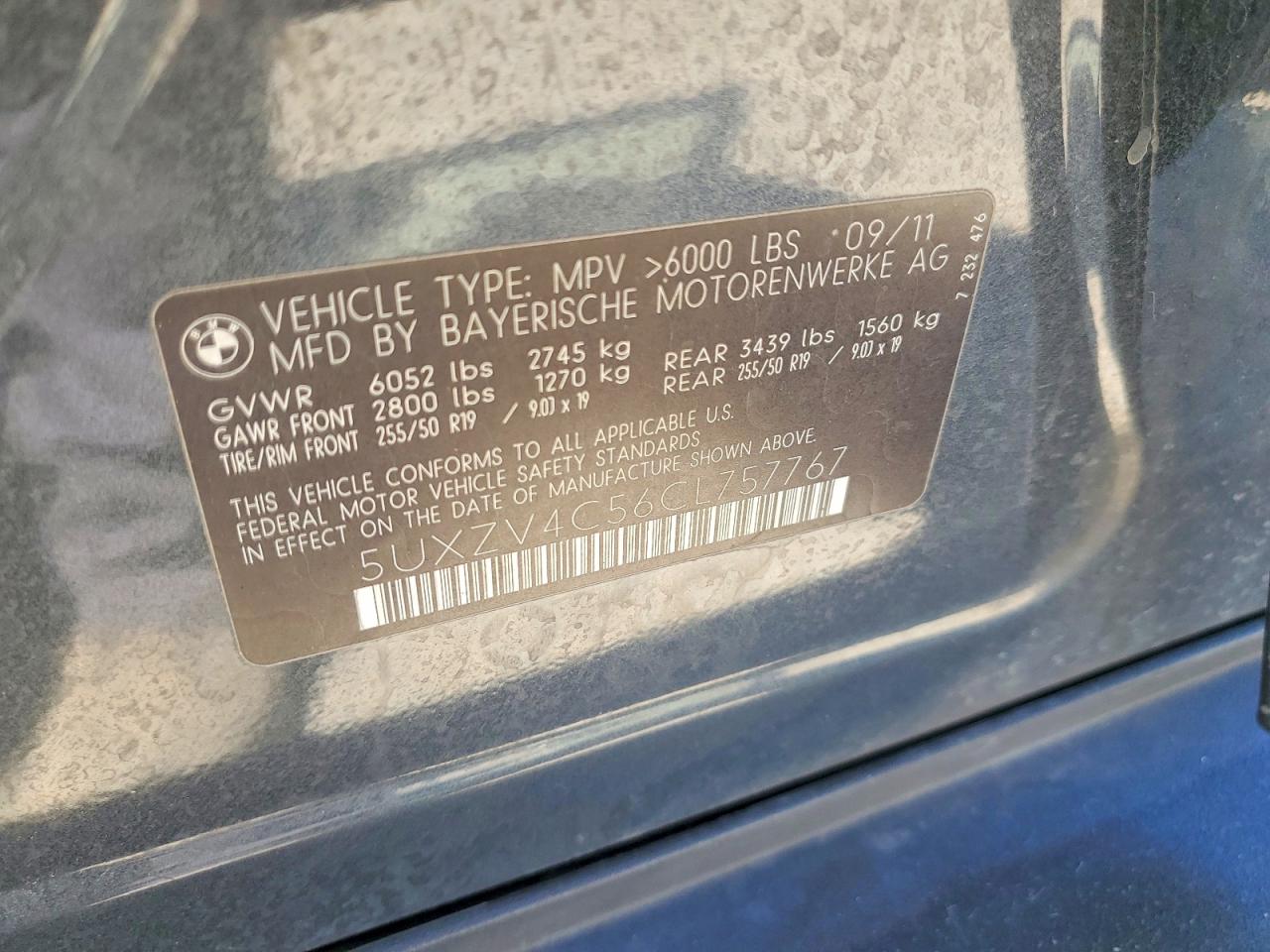 2012 Bmw X5 Xdrive35i Gray vin: 5UXZV4C56CL757767