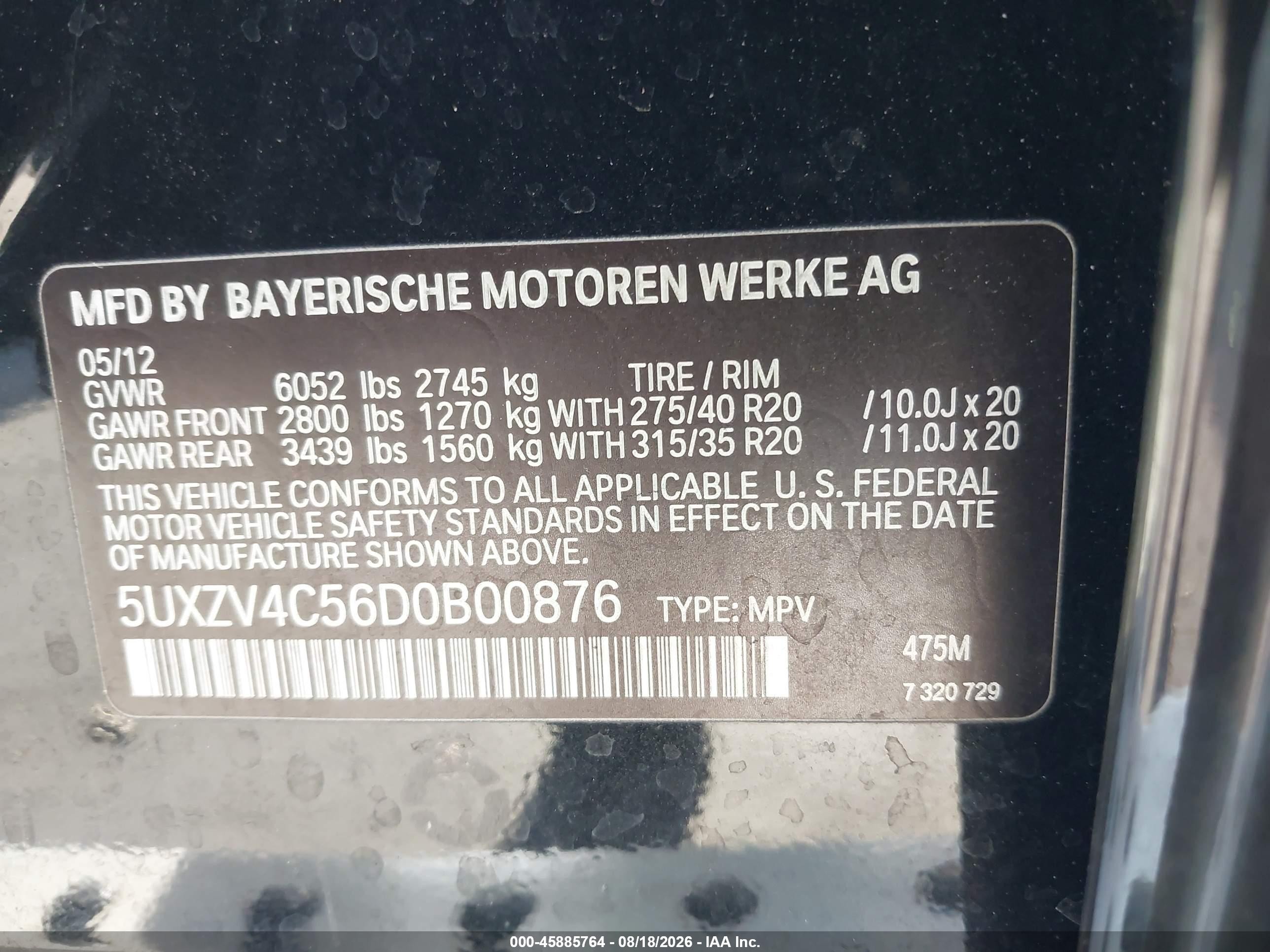2013 Bmw X5 Xdrive35i/xdrive35i Premium/xdrive35i Sport Activity Black vin: 5UXZV4C56D0B00876