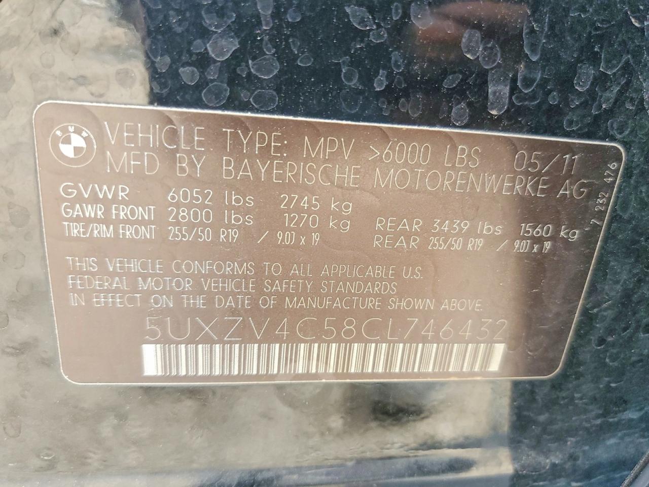 2012 Bmw X5 Xdrive35i Black vin: 5UXZV4C58CL746432