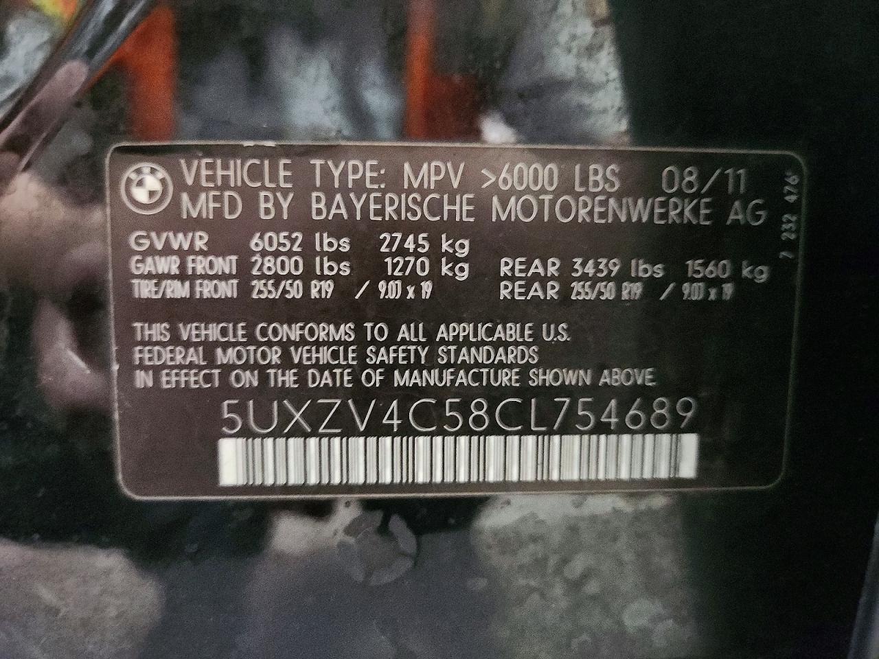 2012 Bmw X5 Xdrive35i Black vin: 5UXZV4C58CL754689