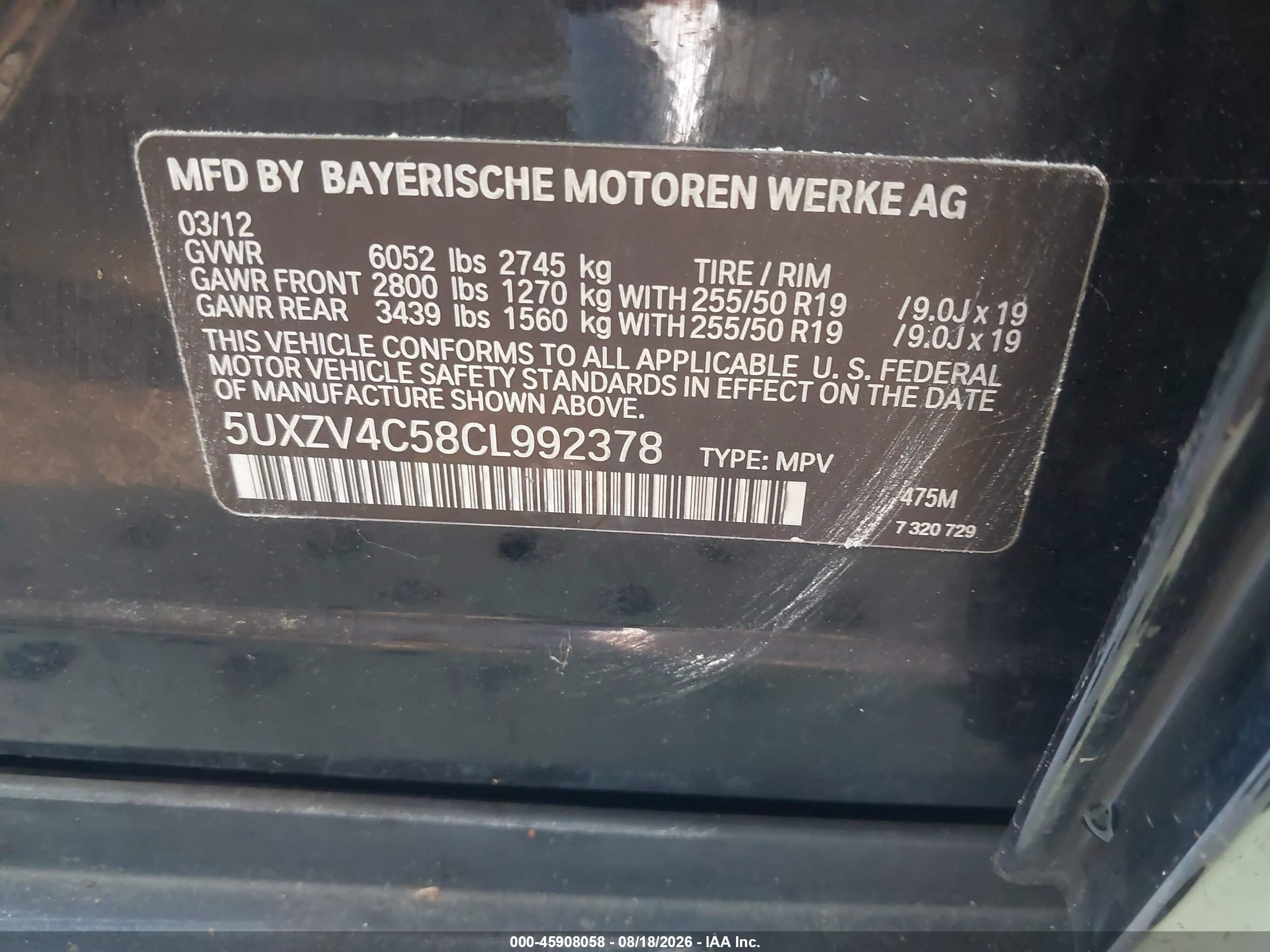 2012 Bmw X5 Xdrive35i/xdrive35i Premium/xdrive35i Sport Activity Black vin: 5UXZV4C58CL992378