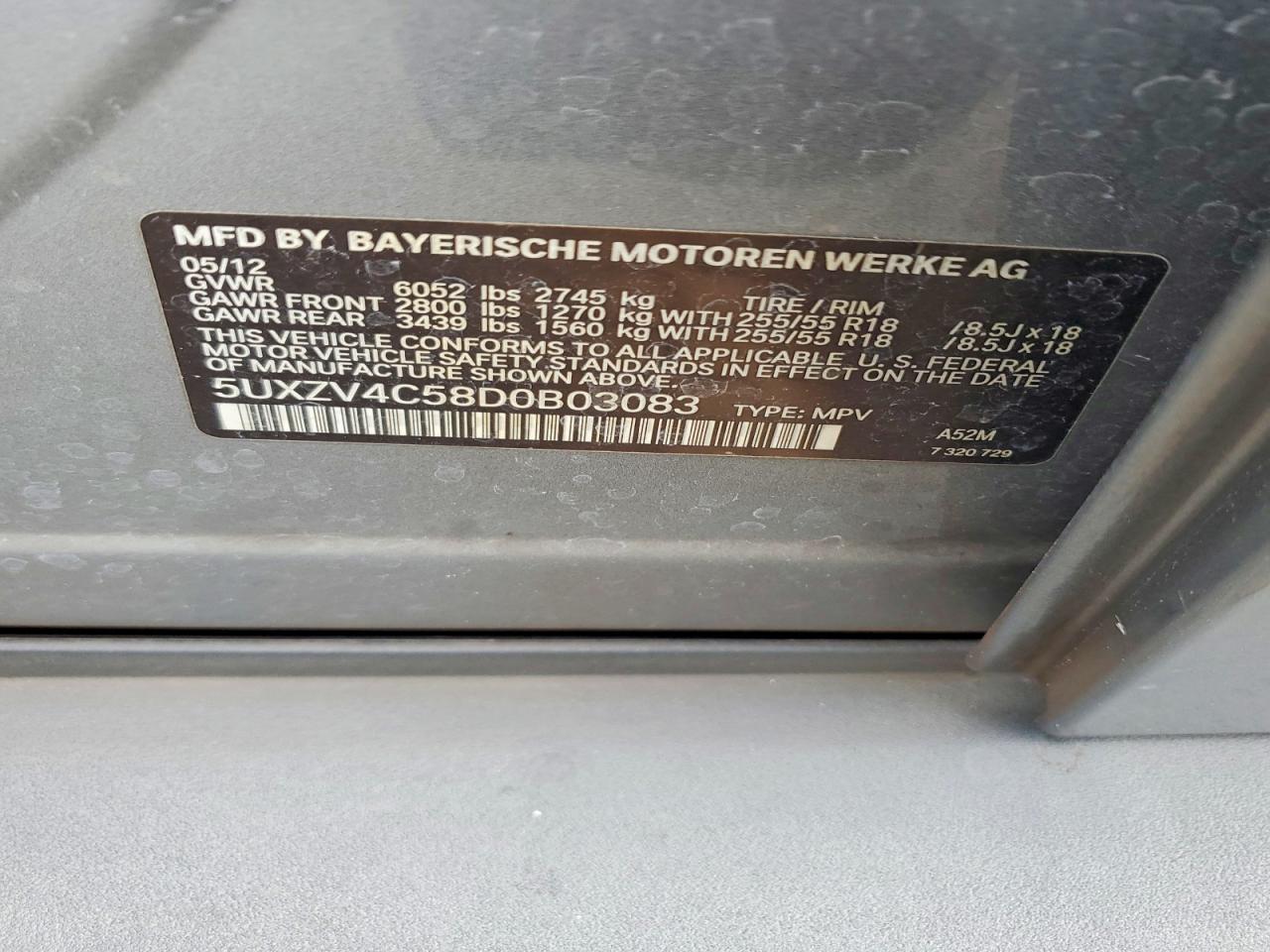 2013 Bmw X5 Xdrive35i Серый vin: 5UXZV4C58D0B03083