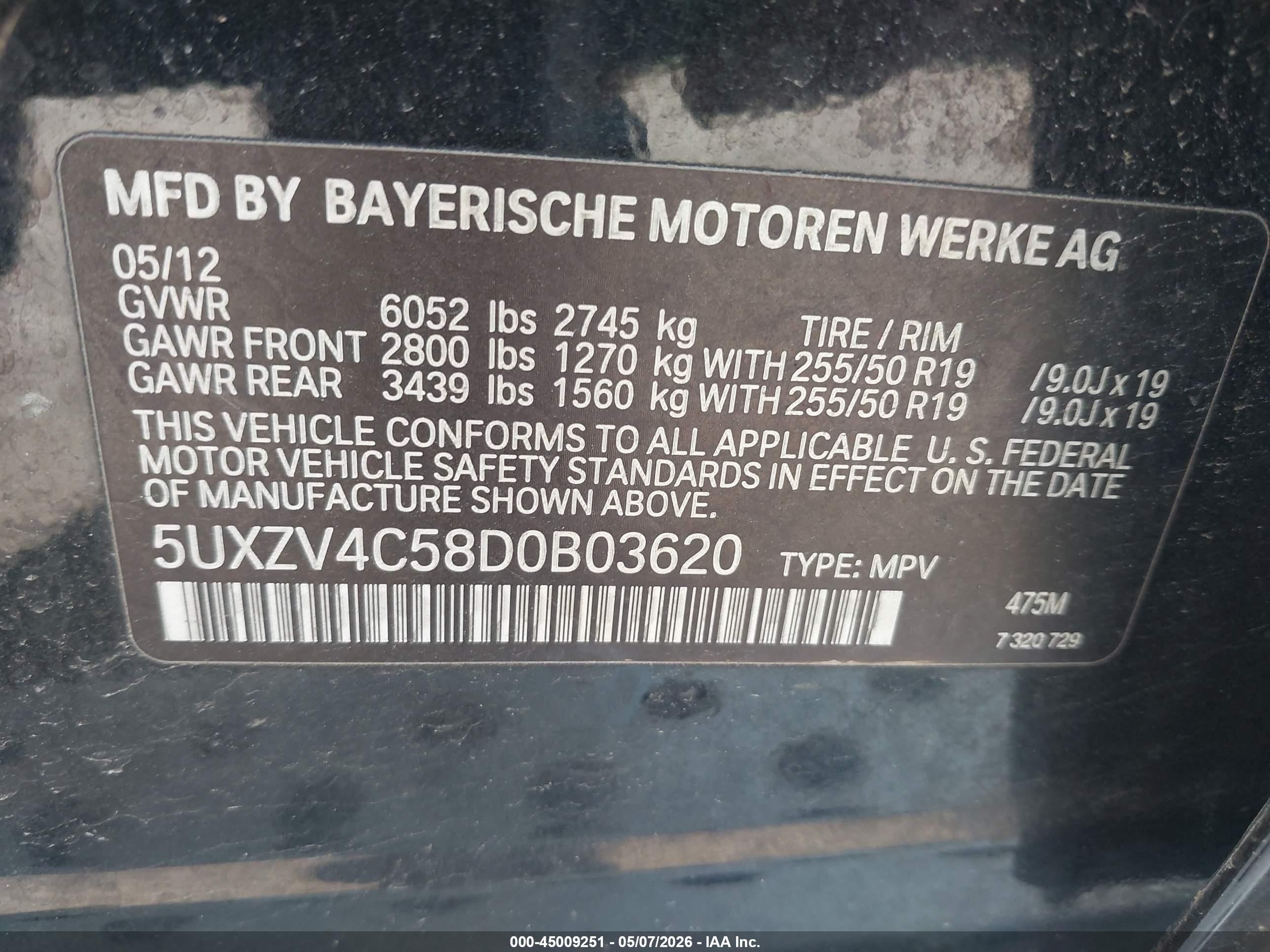 2013 Bmw X5 Xdrive35i/xdrive35i Premium/xdrive35i Sport Activity Black vin: 5UXZV4C58D0B03620