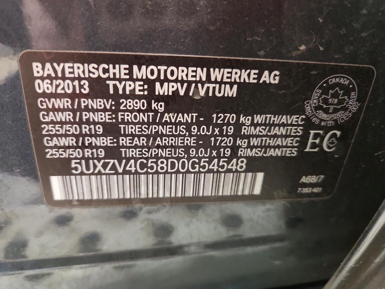 5UXZV4C58D0G54548 — 2013 BMW X5 History & VIN | AutoHelperBot