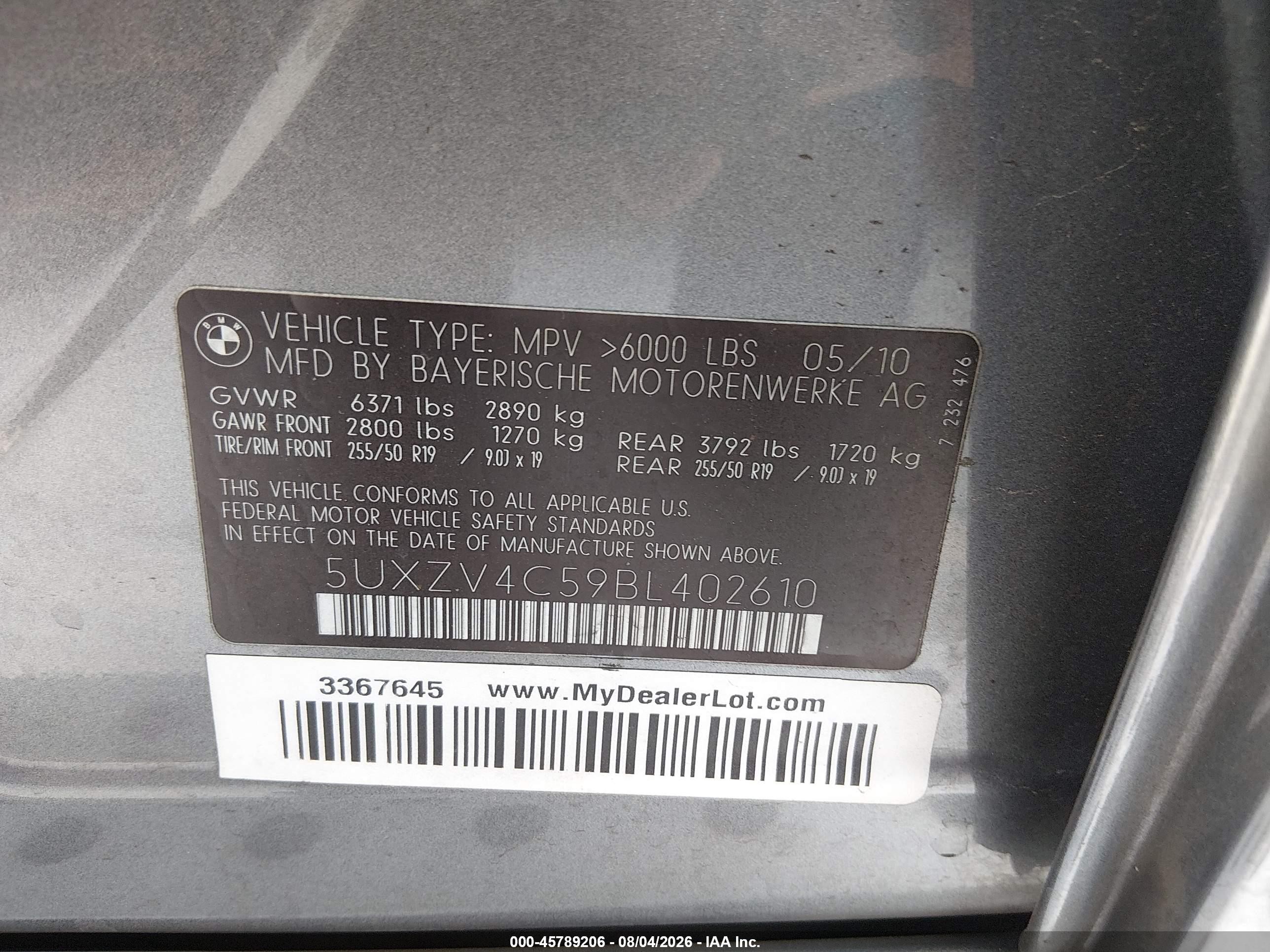 2011 Bmw X5 Xdrive35i/xdrive35i Premium/xdrive35i Sport Activity Gray vin: 5UXZV4C59BL402610