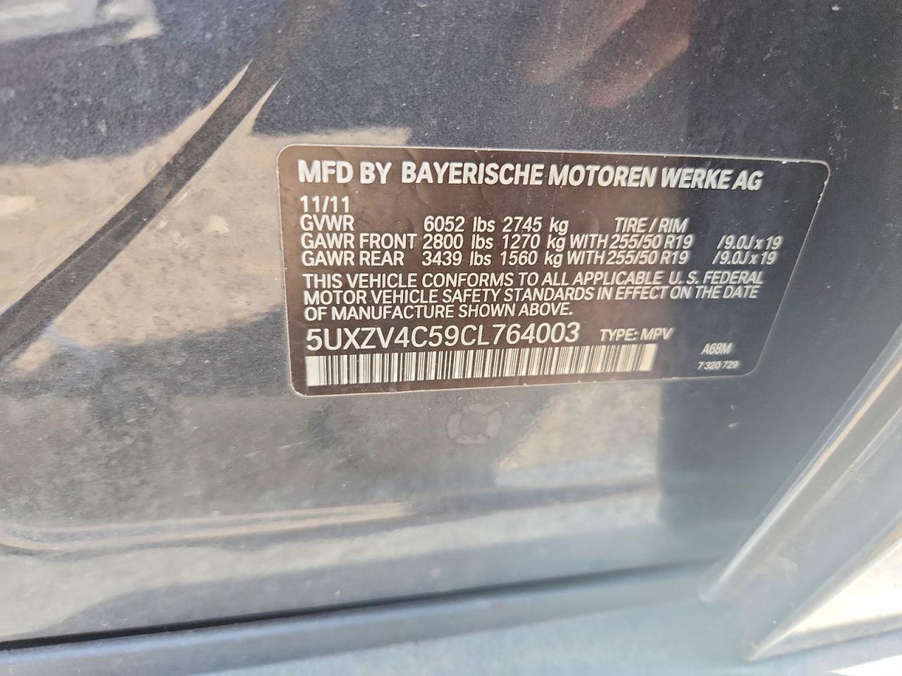 2012 Bmw X5 Xdrive35i Gray vin: 5UXZV4C59CL764003