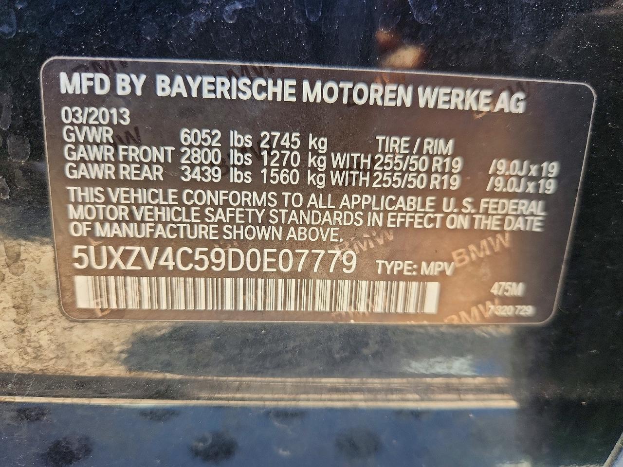 2013 Bmw X5 Xdrive35i Black vin: 5UXZV4C59D0E07779
