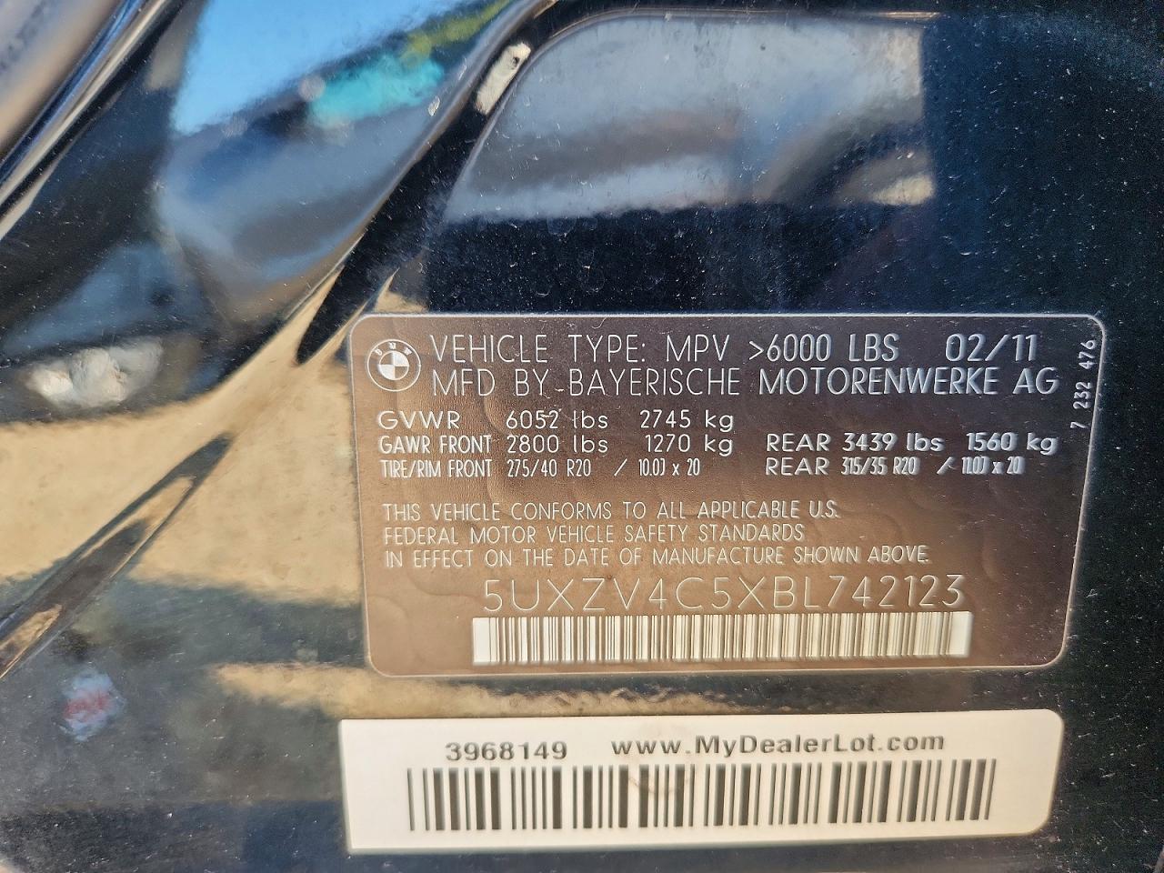 2011 Bmw X5 Xdrive35i Черный vin: 5UXZV4C5XBL742123