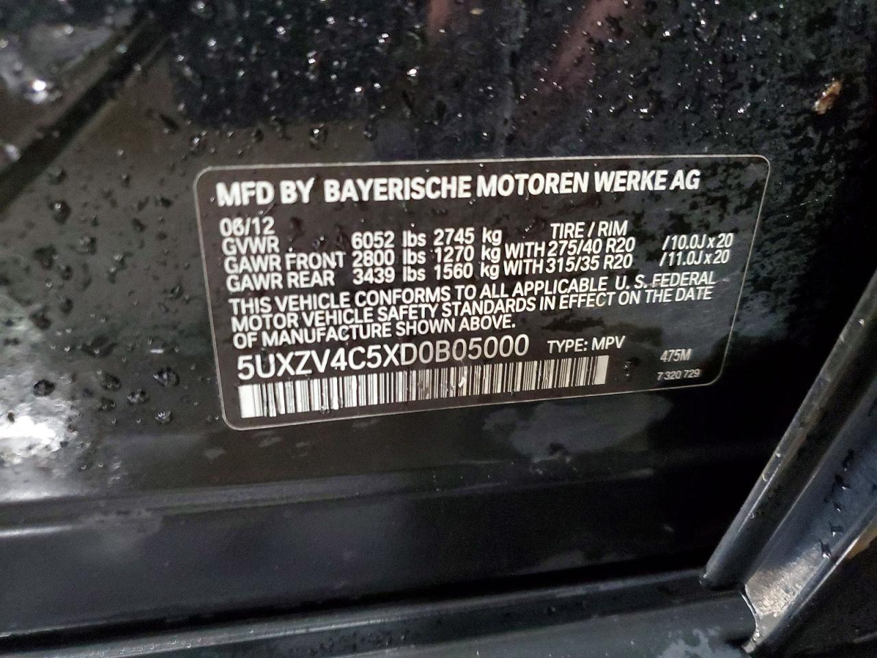 2013 Bmw X5 Xdrive35i Black vin: 5UXZV4C5XD0B05000