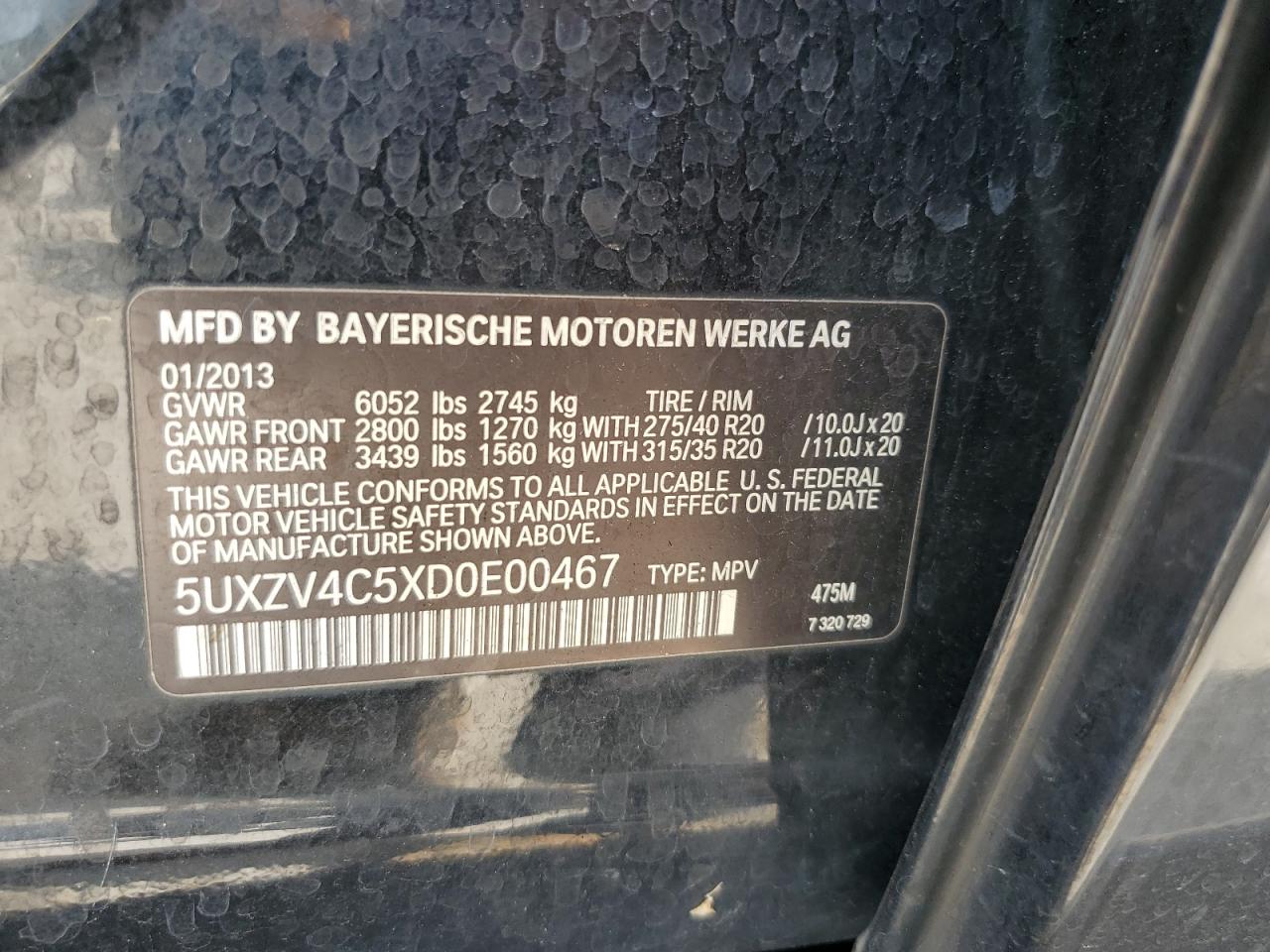2013 Bmw X5 Xdrive35i Черный vin: 5UXZV4C5XD0E00467