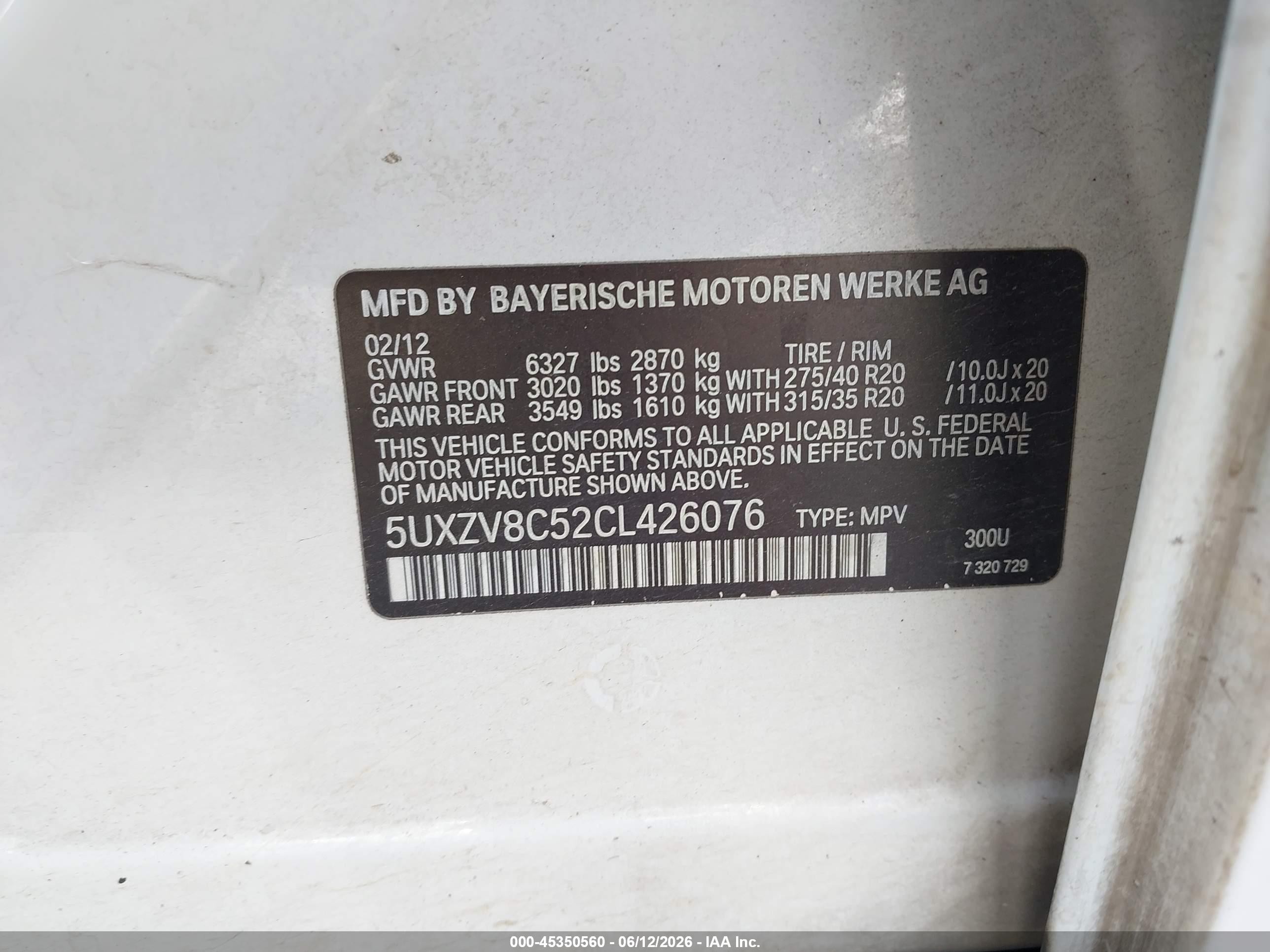 2012 Bmw X5 Xdrive50i White vin: 5UXZV8C52CL426076