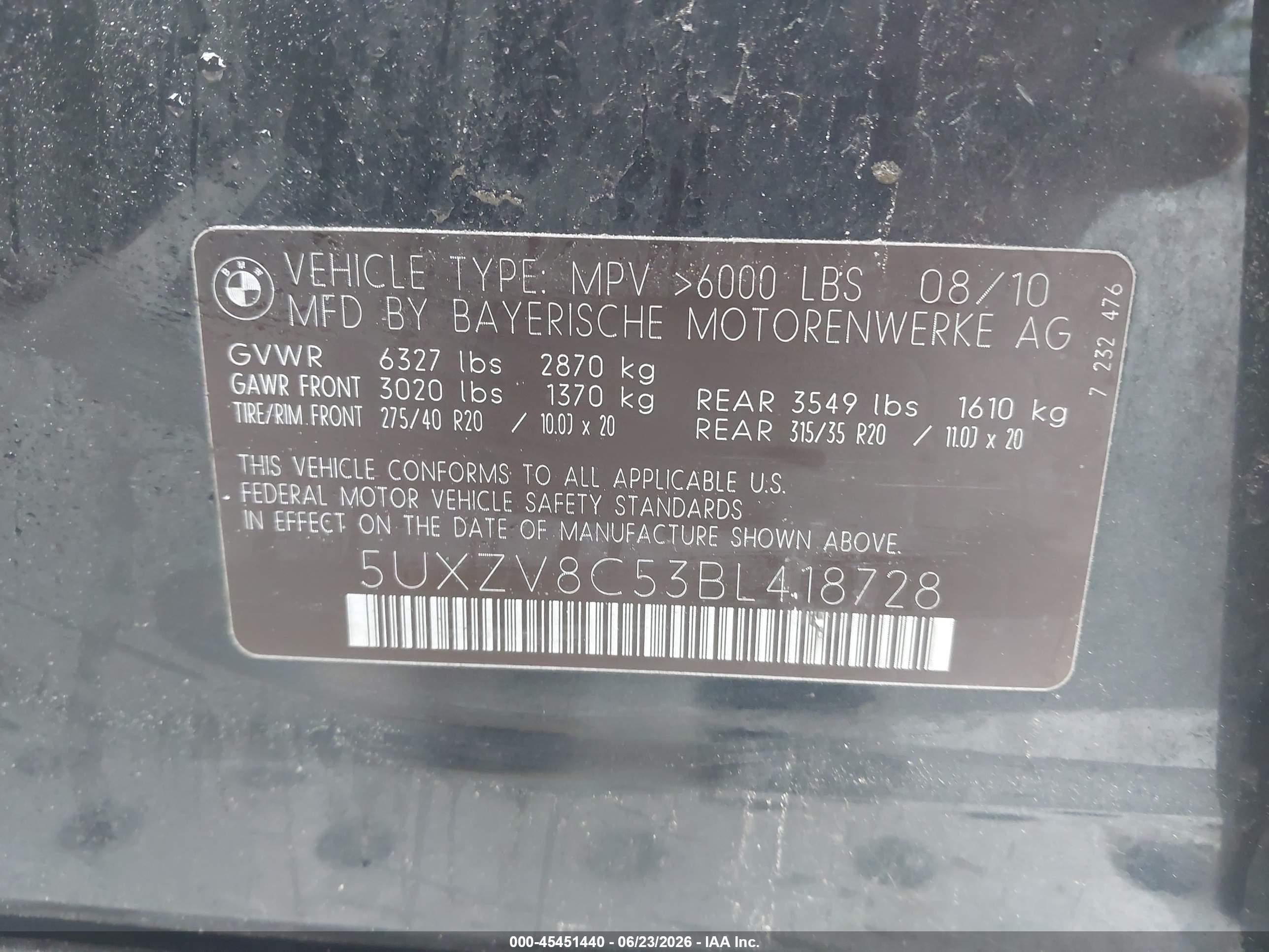 2011 Bmw X5 Xdrive50i Black vin: 5UXZV8C53BL418728