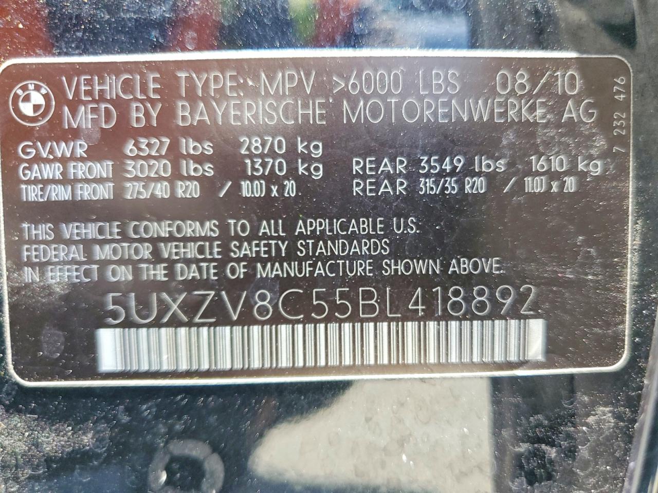 2011 Bmw X5 Xdrive50i Black vin: 5UXZV8C55BL418892