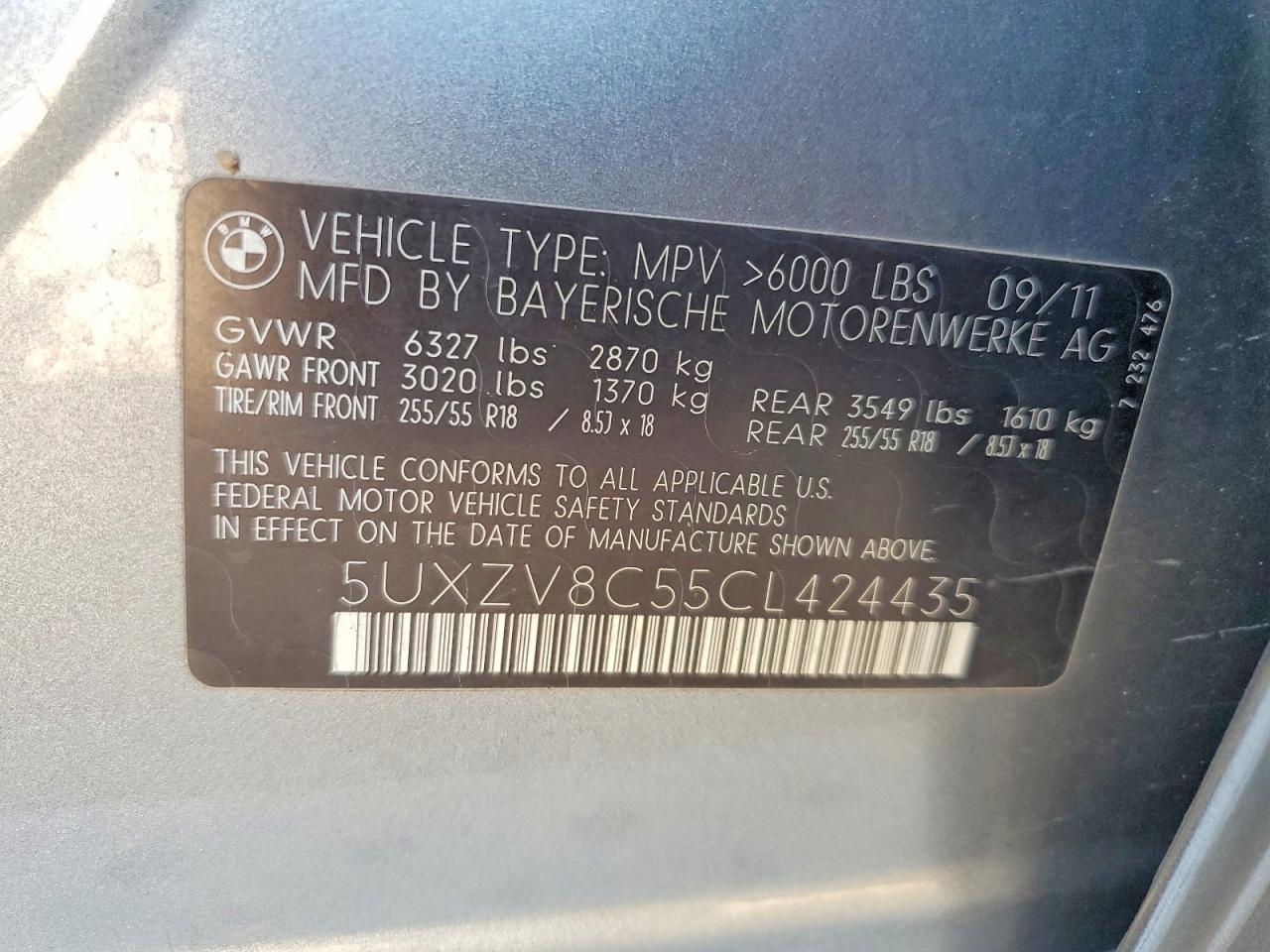 2012 Bmw X5 Xdrive50i Gray vin: 5UXZV8C55CL424435