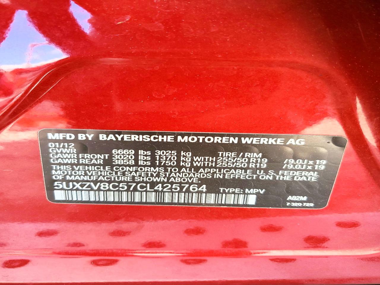 2012 Bmw X5 Xdrive50i Maroon vin: 5UXZV8C57CL425764