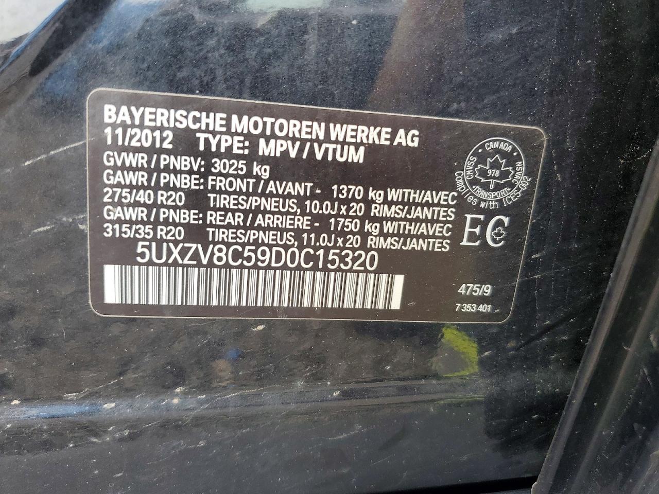2013 Bmw X5 Xdrive50i Black vin: 5UXZV8C59D0C15320