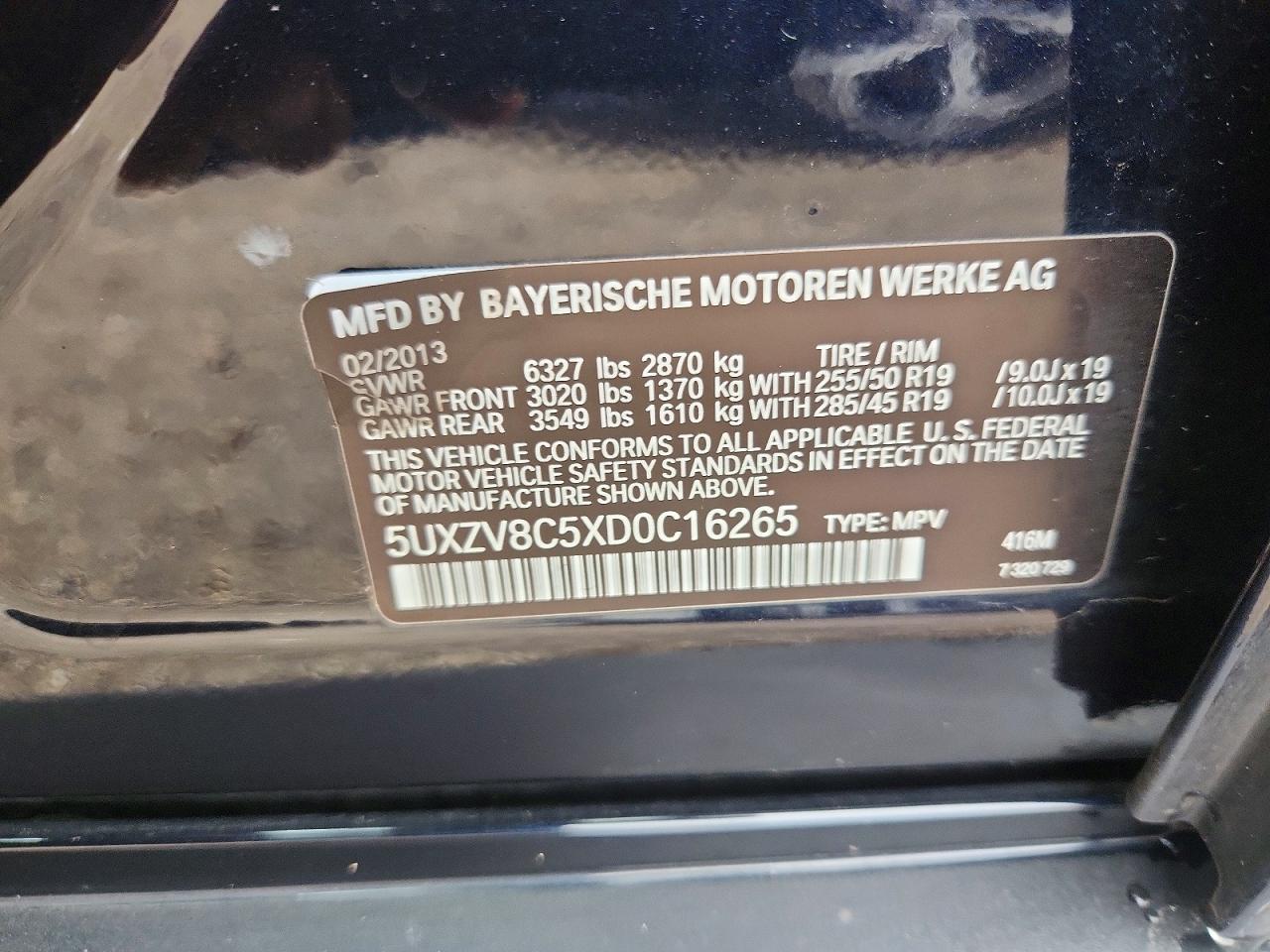 2013 Bmw X5 Xdrive50i Black vin: 5UXZV8C5XD0C16265
