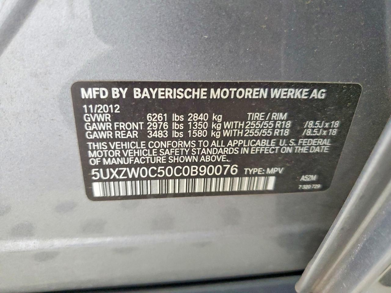 2012 Bmw X5 Xdrive35d Gray vin: 5UXZW0C50C0B90076